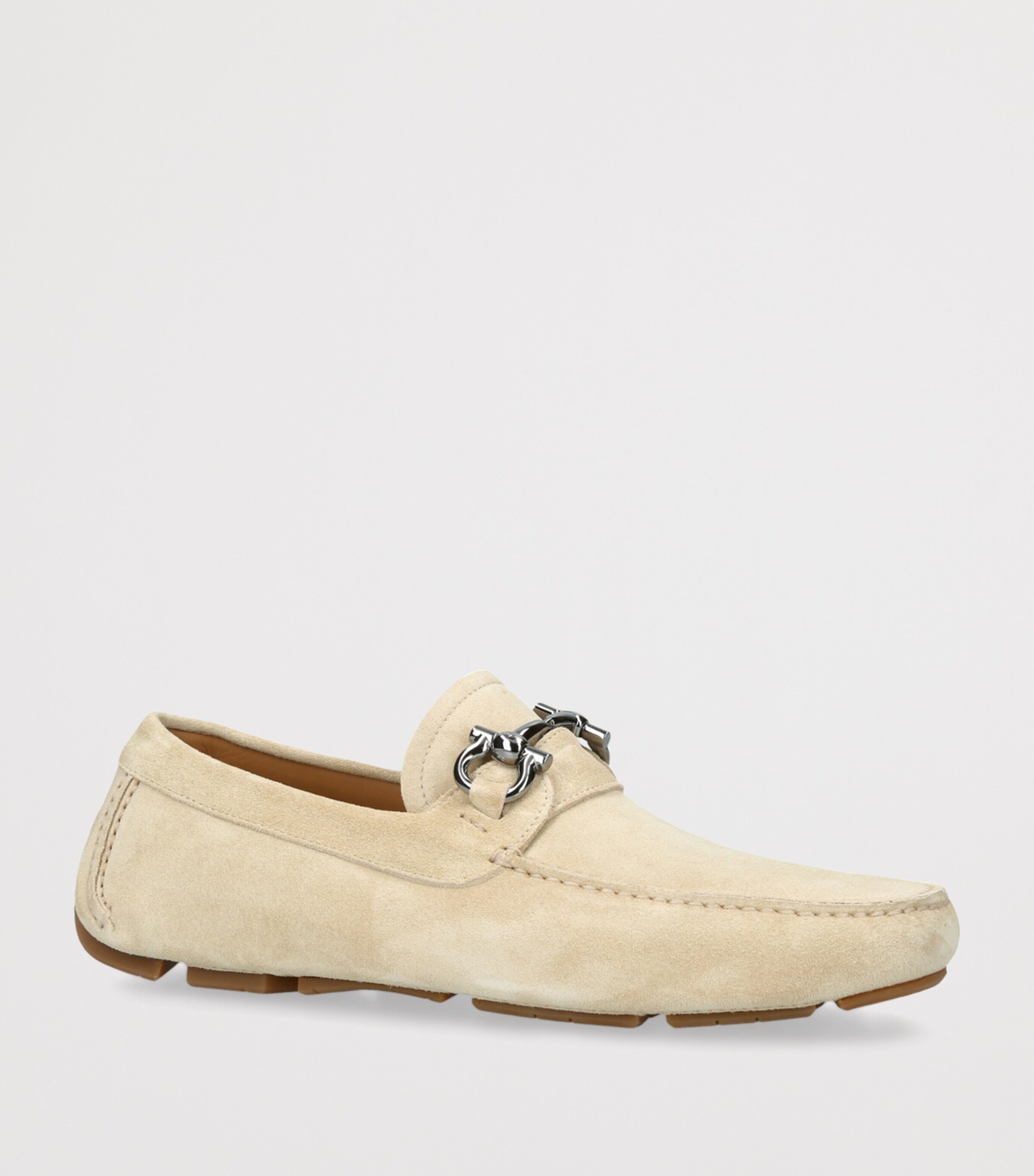 Salvatore Ferragamo Beige Suede Parigi Gancho Driving Shoes