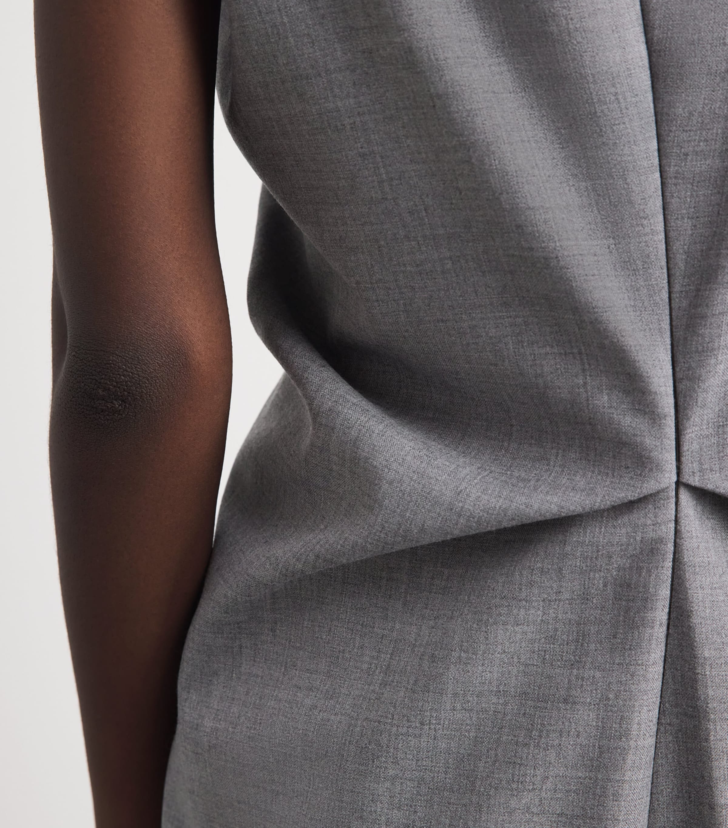 Victoria Beckham Womens Wool Draped Tailored Midi Dress Gry Mlng Image 5