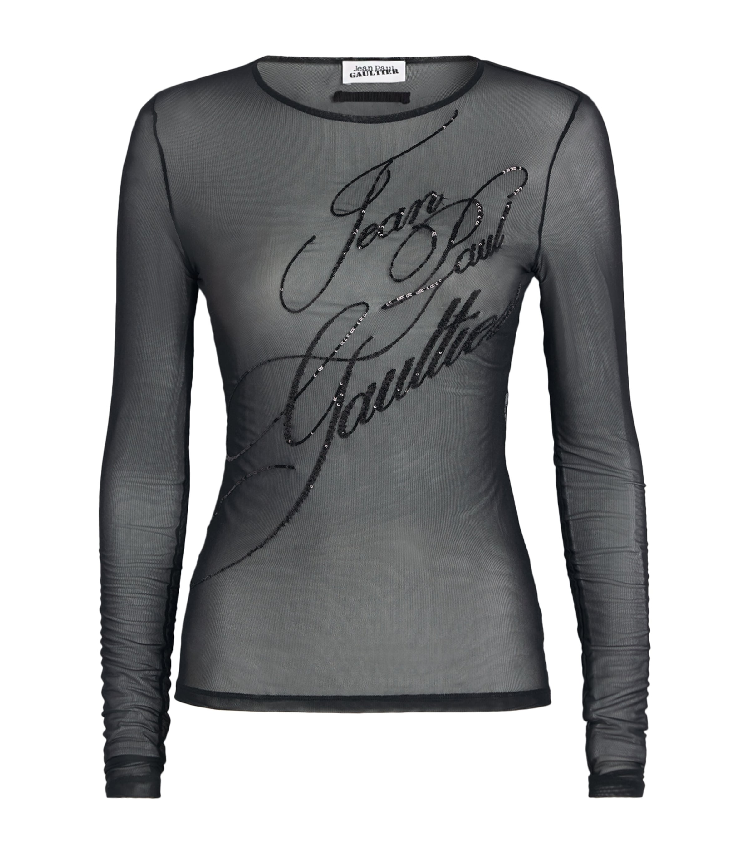 Jean Paul Gaultier Mesh Sequin-branded T-shirt