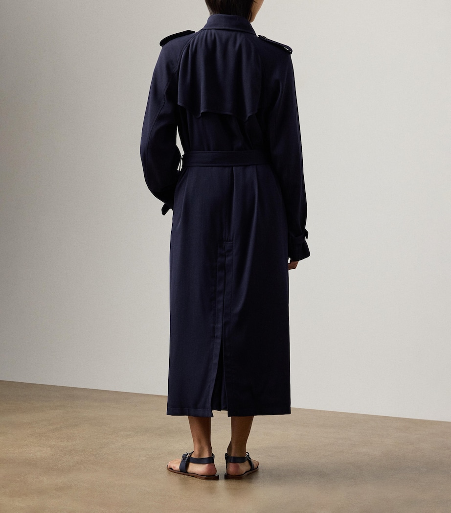 Wool-Blend Alecia Trench Coat NAVY-410 Image 3
