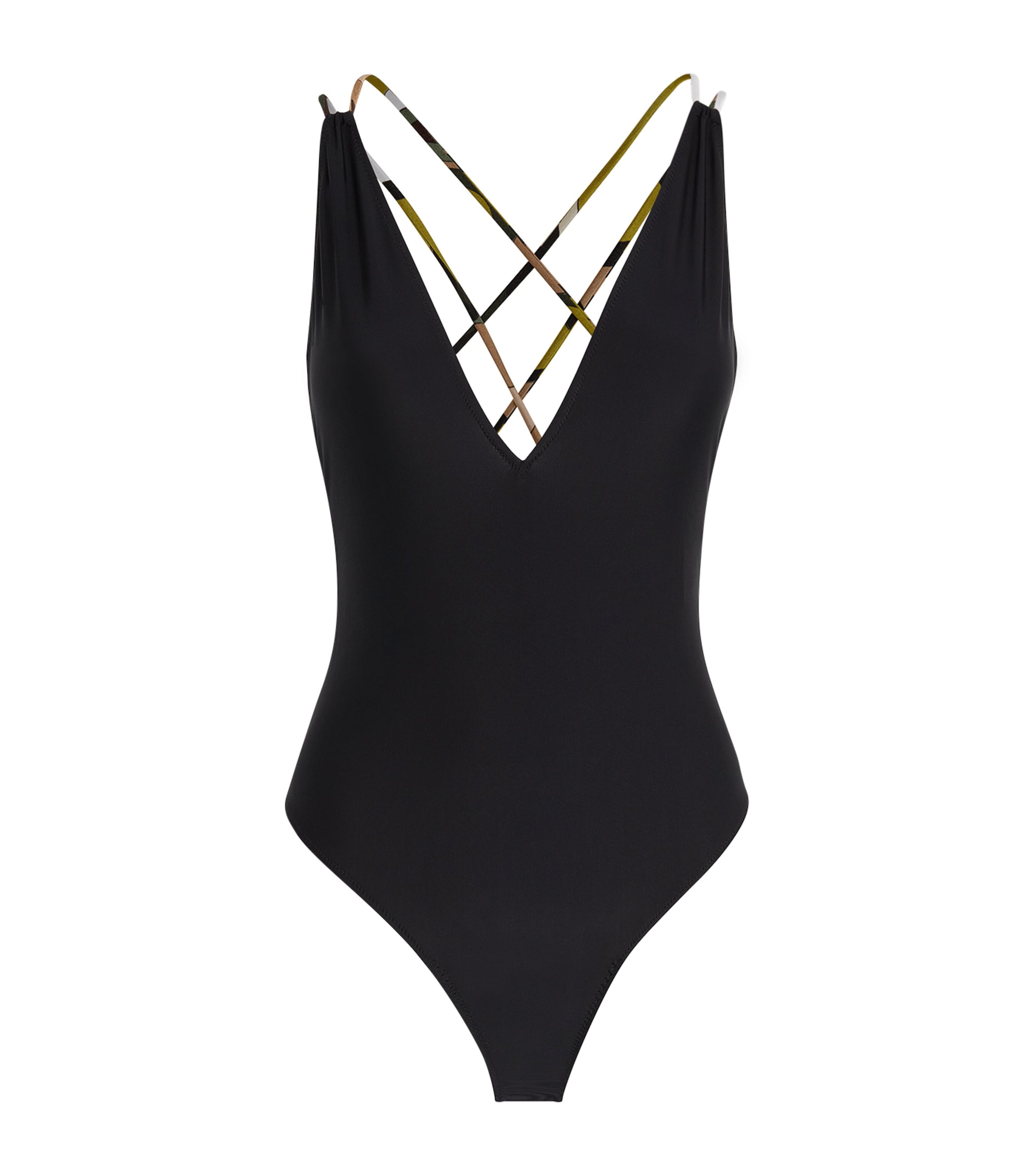 Pucci Deep Plunge Swimsuit In Black