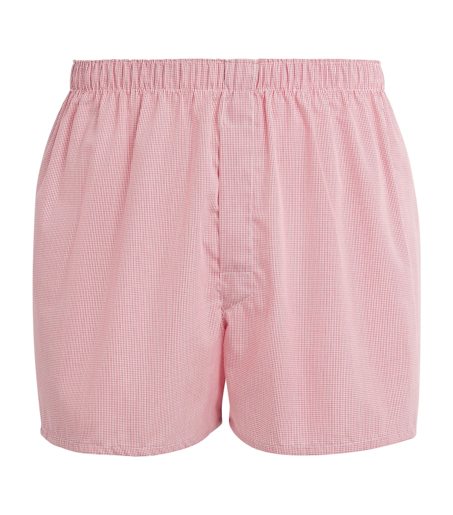 Sunspel Mens Cotton Classic Boxer Shorts White/red Micro Image 1