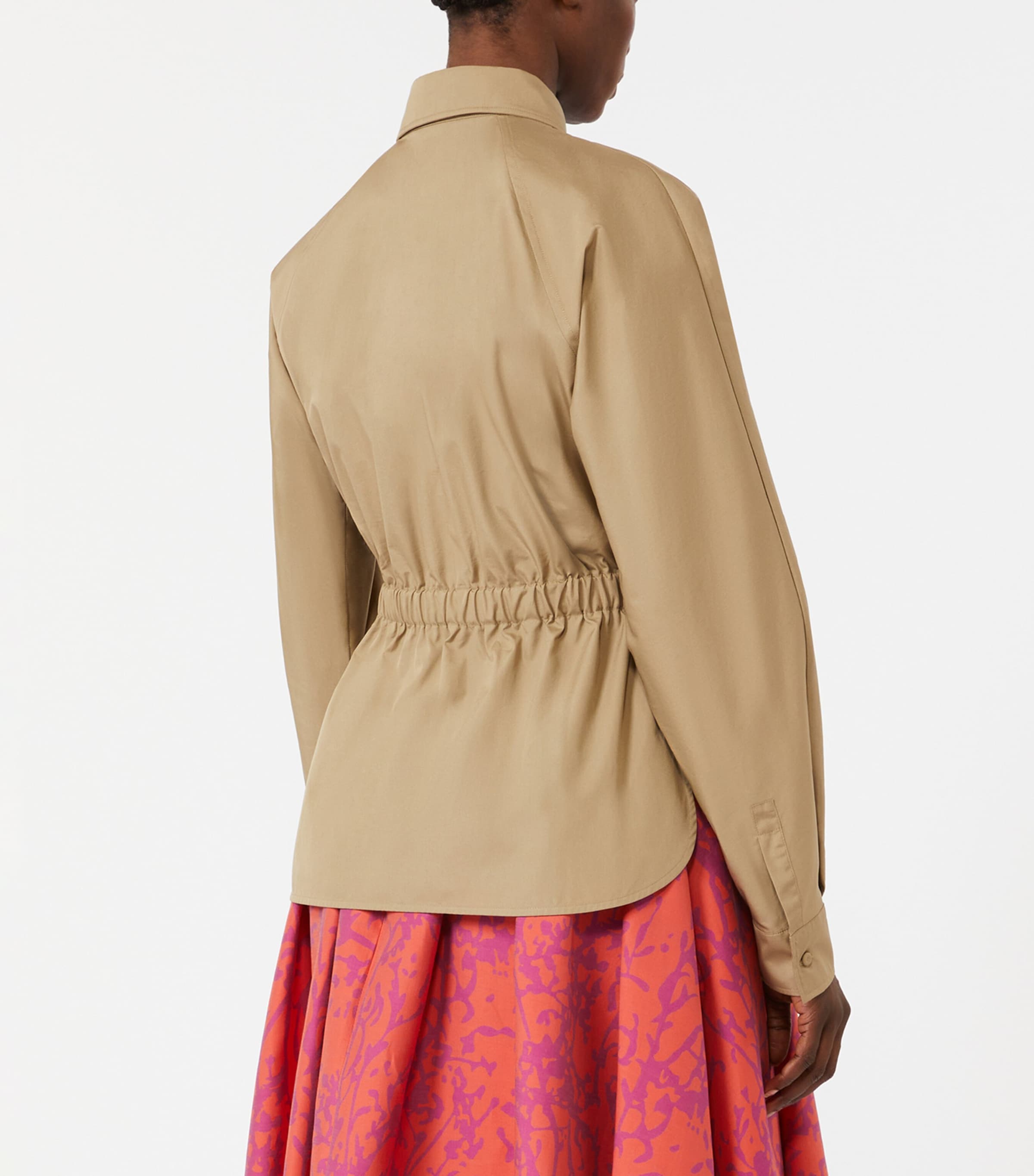 Max Mara Womens Cotton Poplin Drawstring Shirt Kaki Image 4