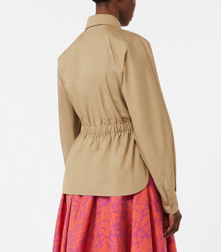 Max Mara Womens Cotton Poplin Drawstring Shirt Kaki Image 4