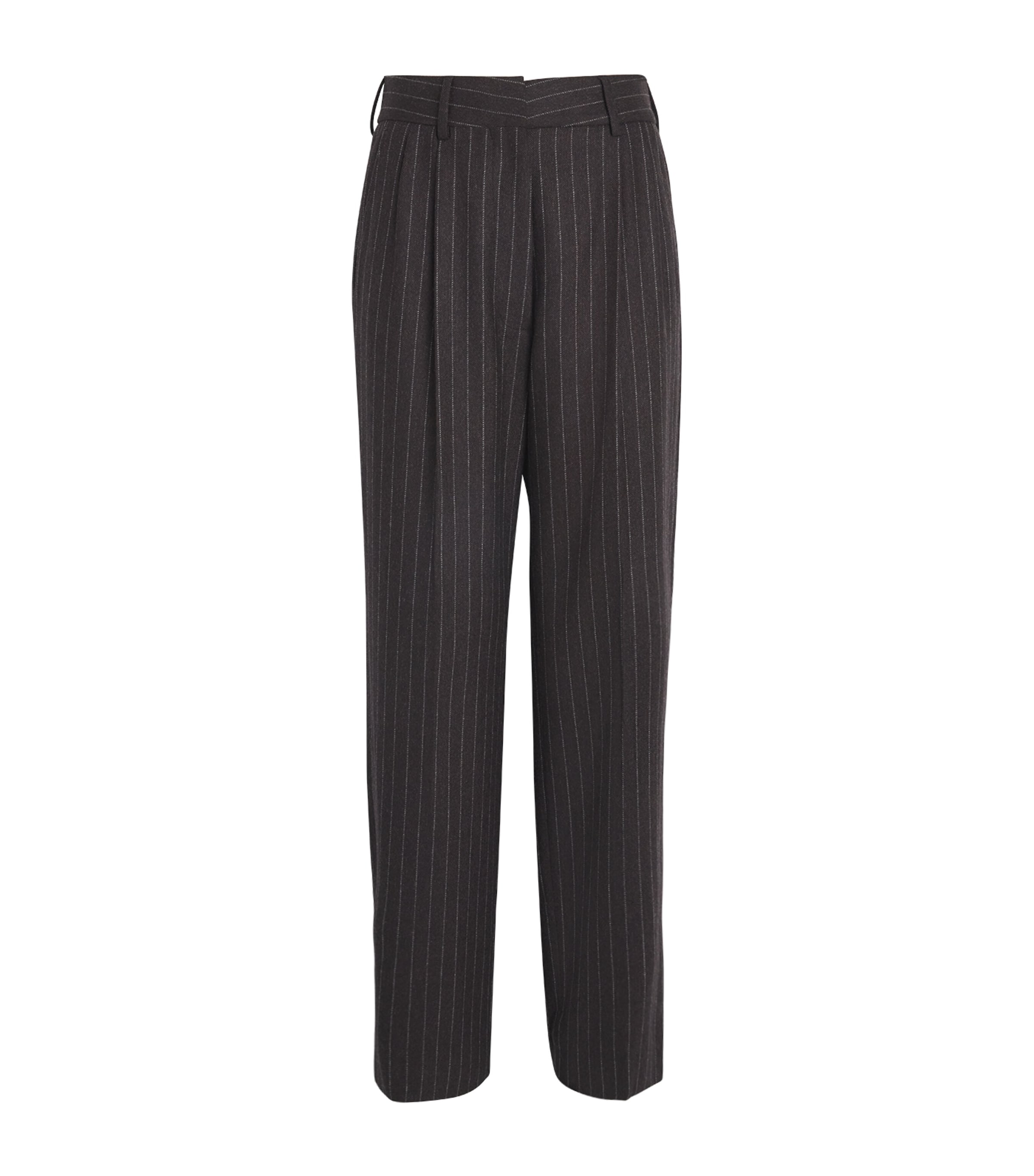 Blazé Milano Womens Wool-Cashmere Pinstripe Fox Trousers Choco Image 1