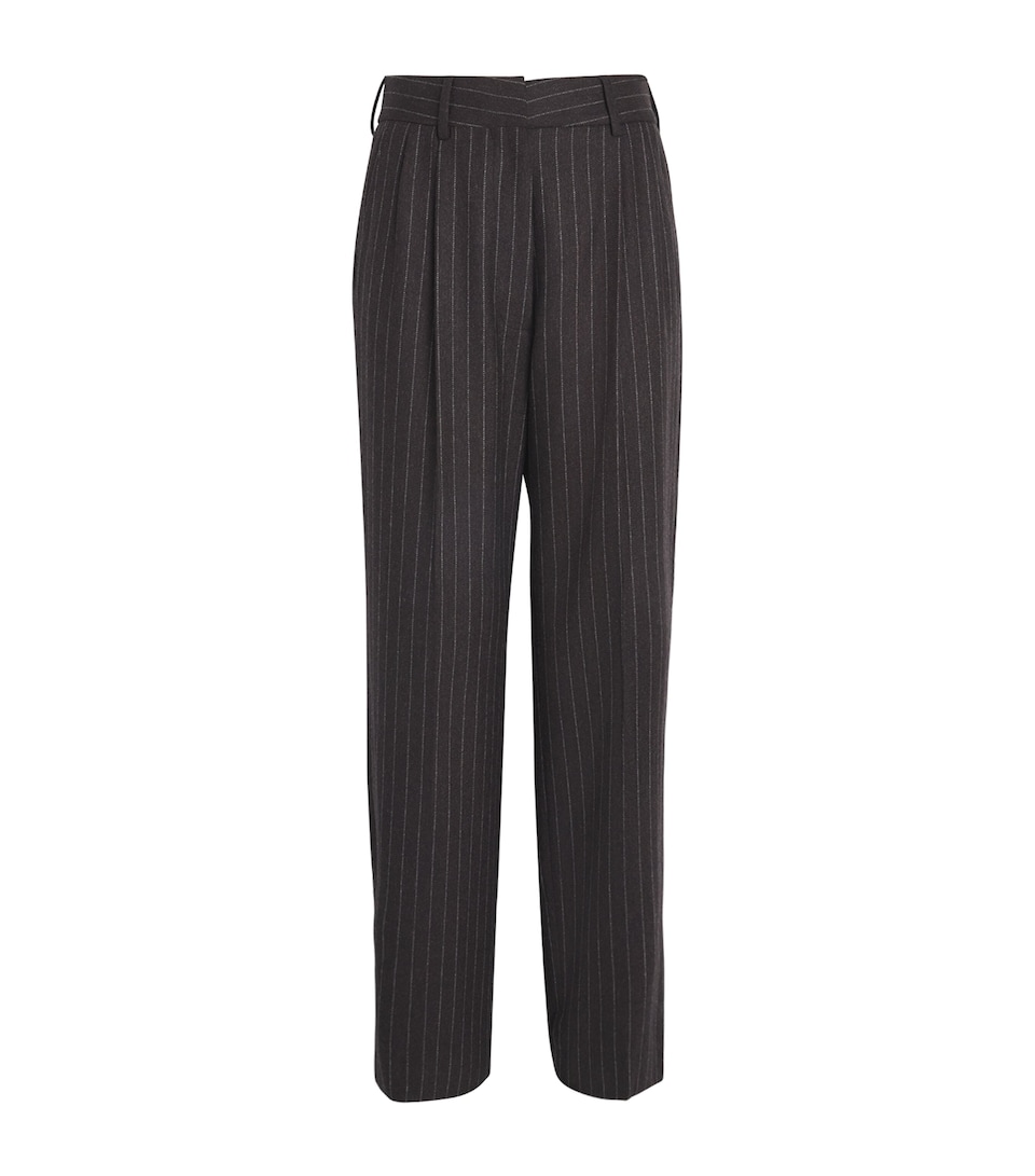 Wool-Cashmere Pinstripe Fox Trousers