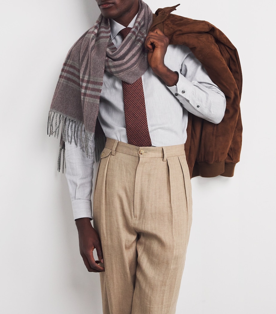 Pal Zileri Mens Cashmere Check Scarf Bordeaux Image 4