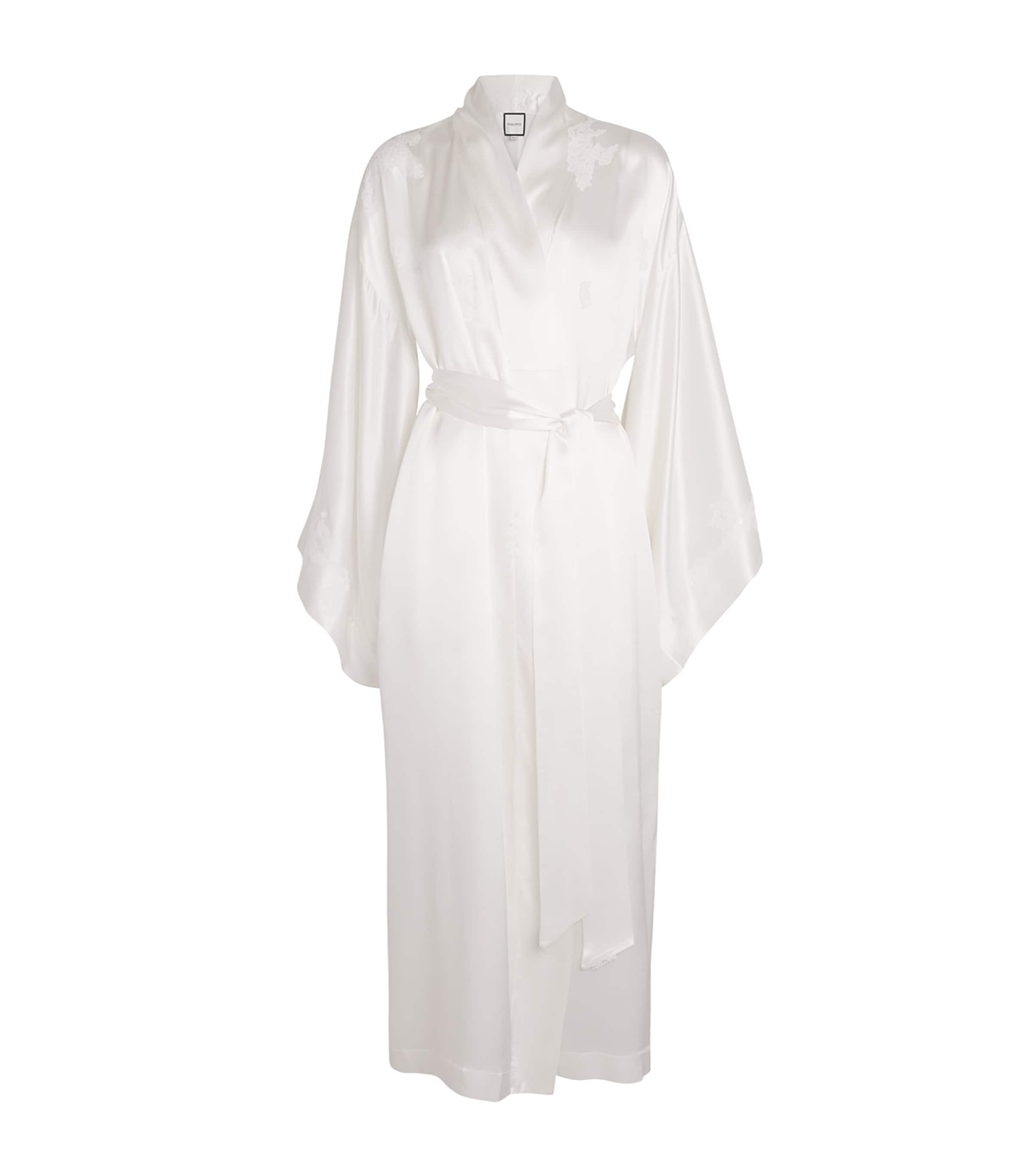 Silk Maxi Kimono Robe WHITE/WHITE Image 1