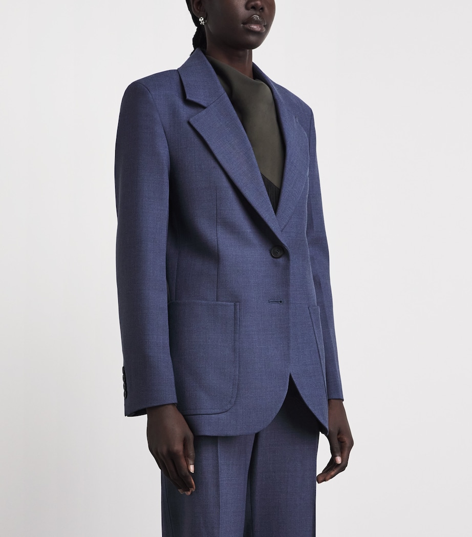 Victoria Beckham Womens Katherine Blazer Dusk Blue Melange Image 4