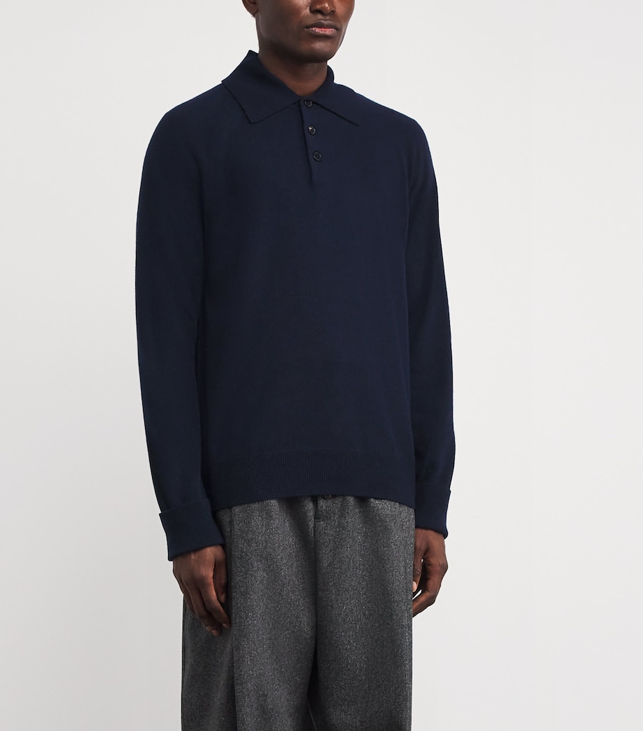 Paul Smith Mens Cashmere Polo Sweater Dark Navy Image 3