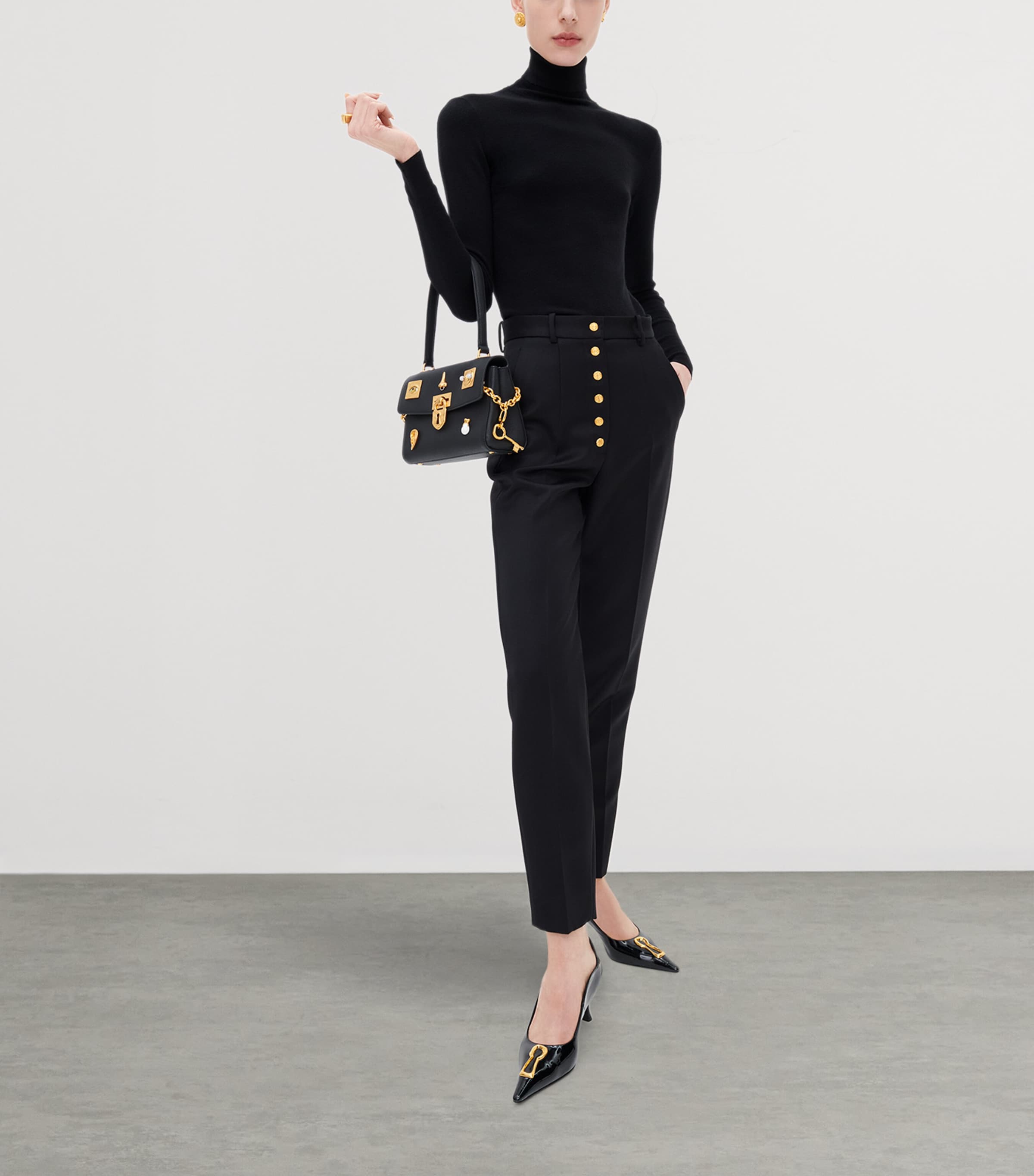Schiaparelli Womens Virgin Wool Slim Trousers Black Image 2