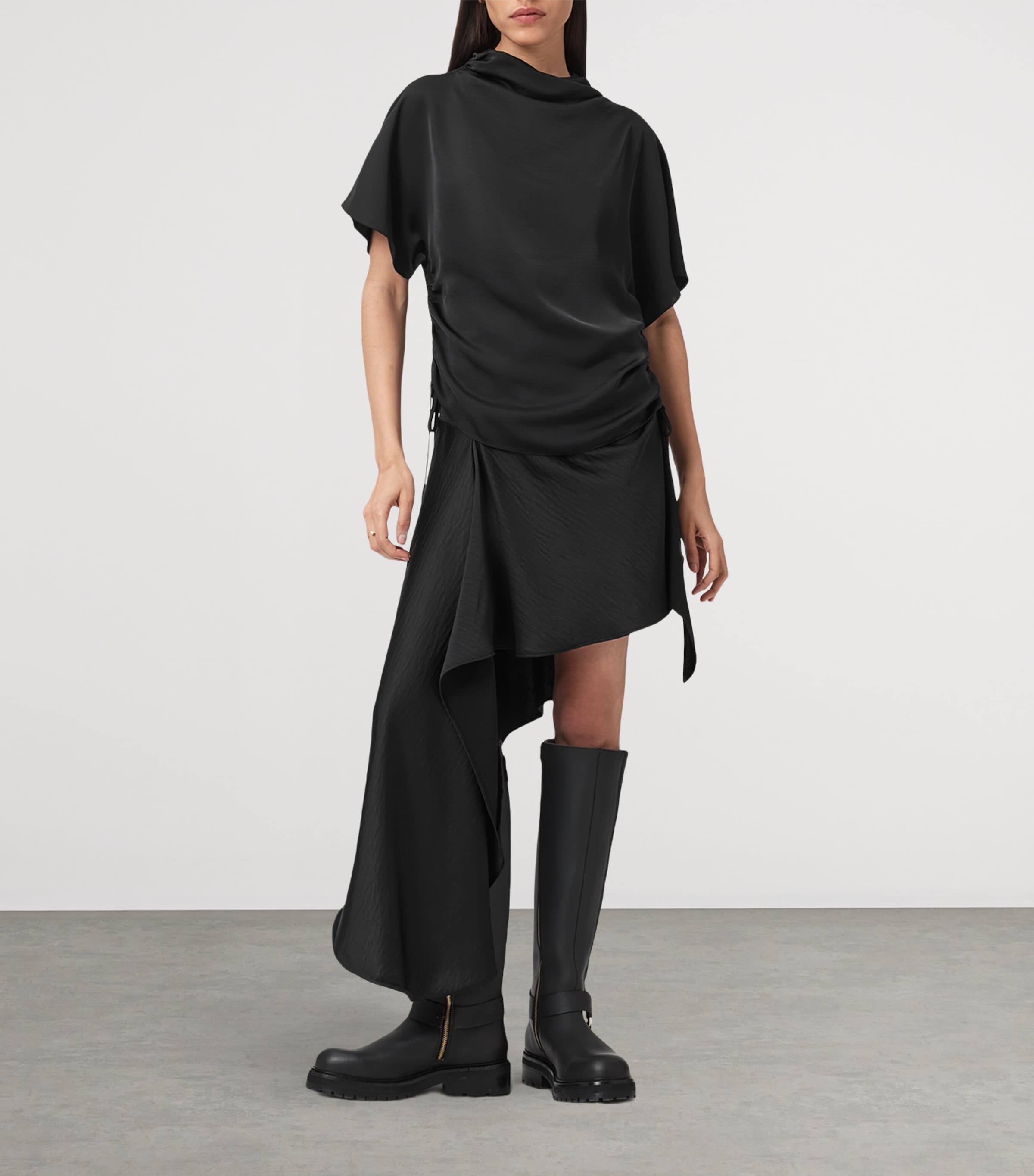 AllSaints Womens Draped Leslie Top Black Image 2