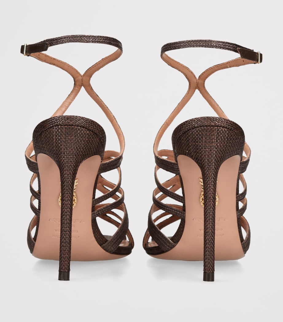 Aquazzura Raffia Serenade Heeled Sandals 105 Dark Brown Image 2