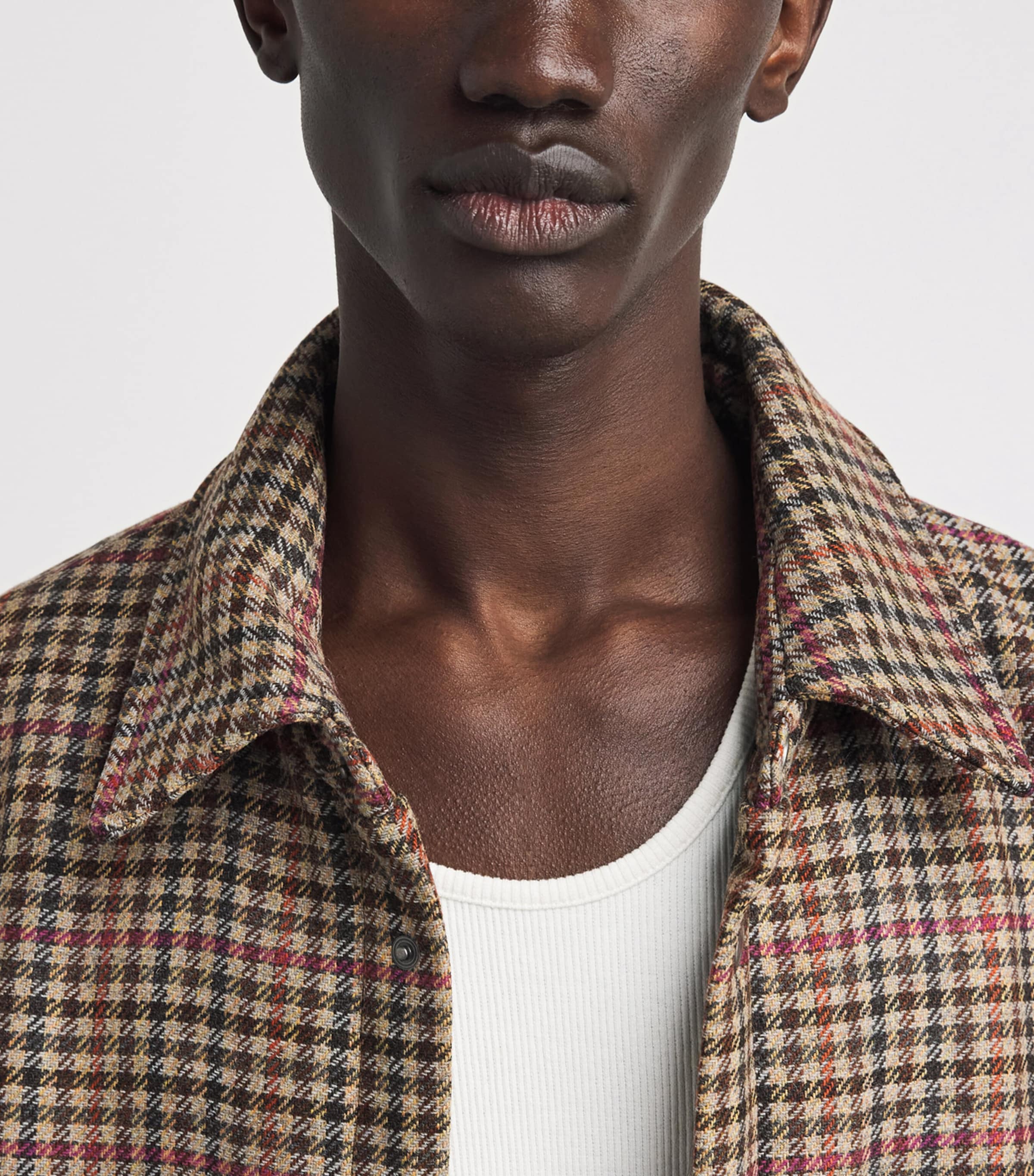 Wool-Blend Check Overshirt CAC - MARRON GLACE Image 3