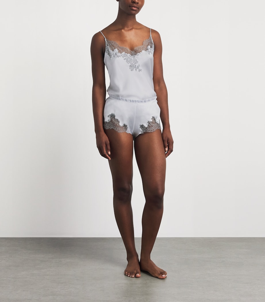 Carine Gilson Womens Silk Cérès Pyjama Shorts Silvergrey Image 2