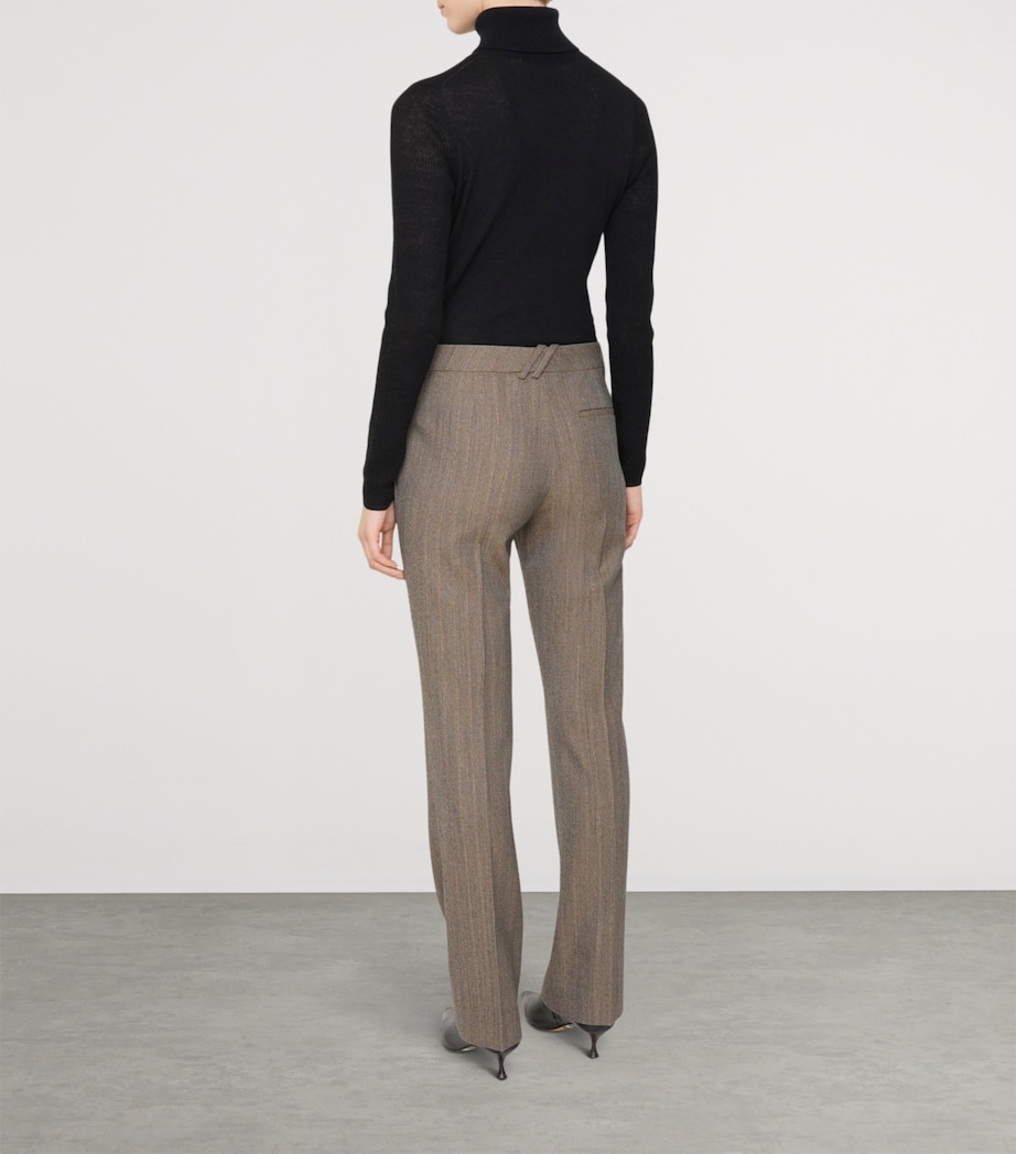Mouliné Wool Striped Tailored Trousers COFFEE BROWN MELANGE Image 3