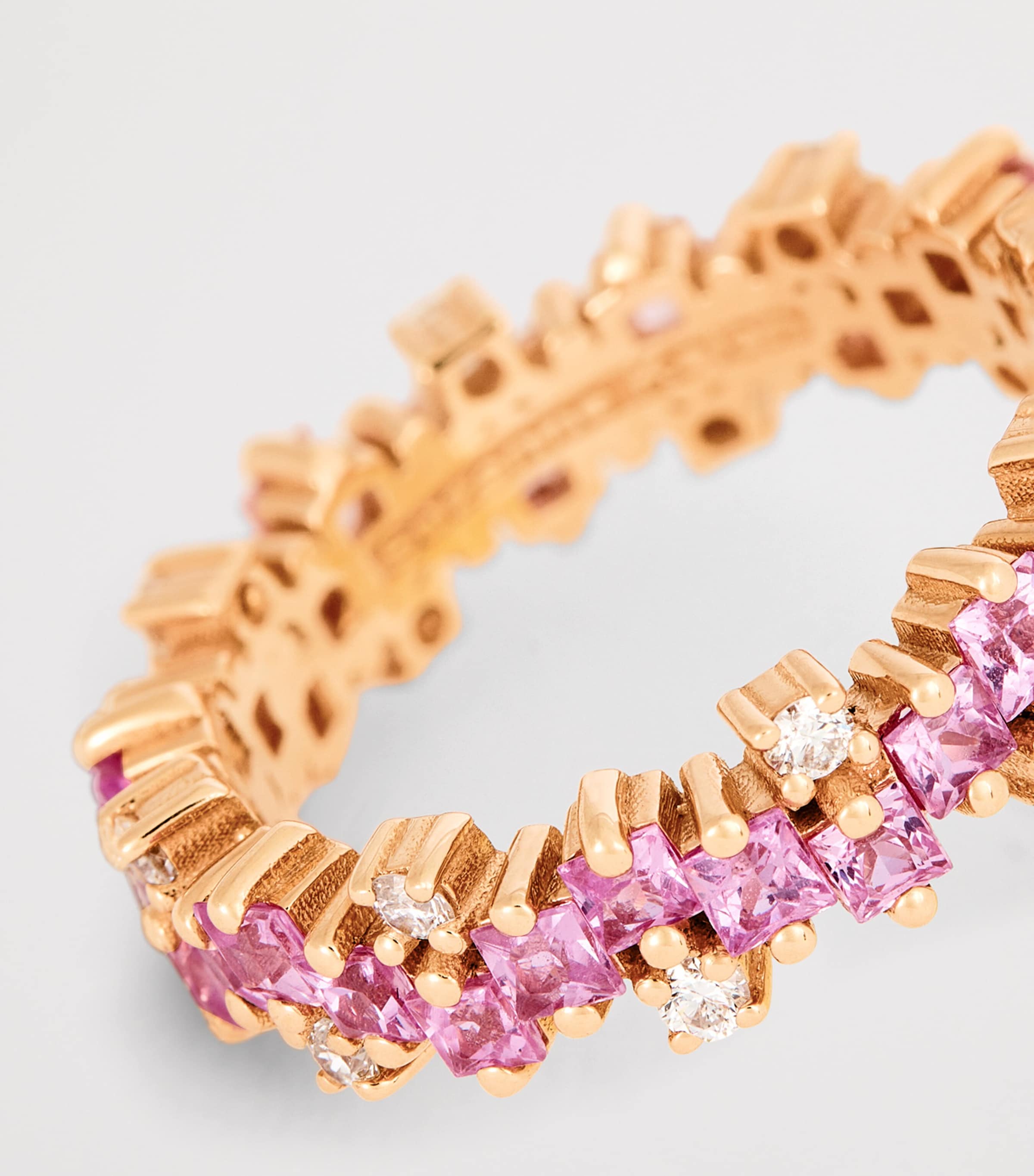 Rose Gold, Diamond and Sapphire Princess Eternity Ring 18K RG/P Image 6