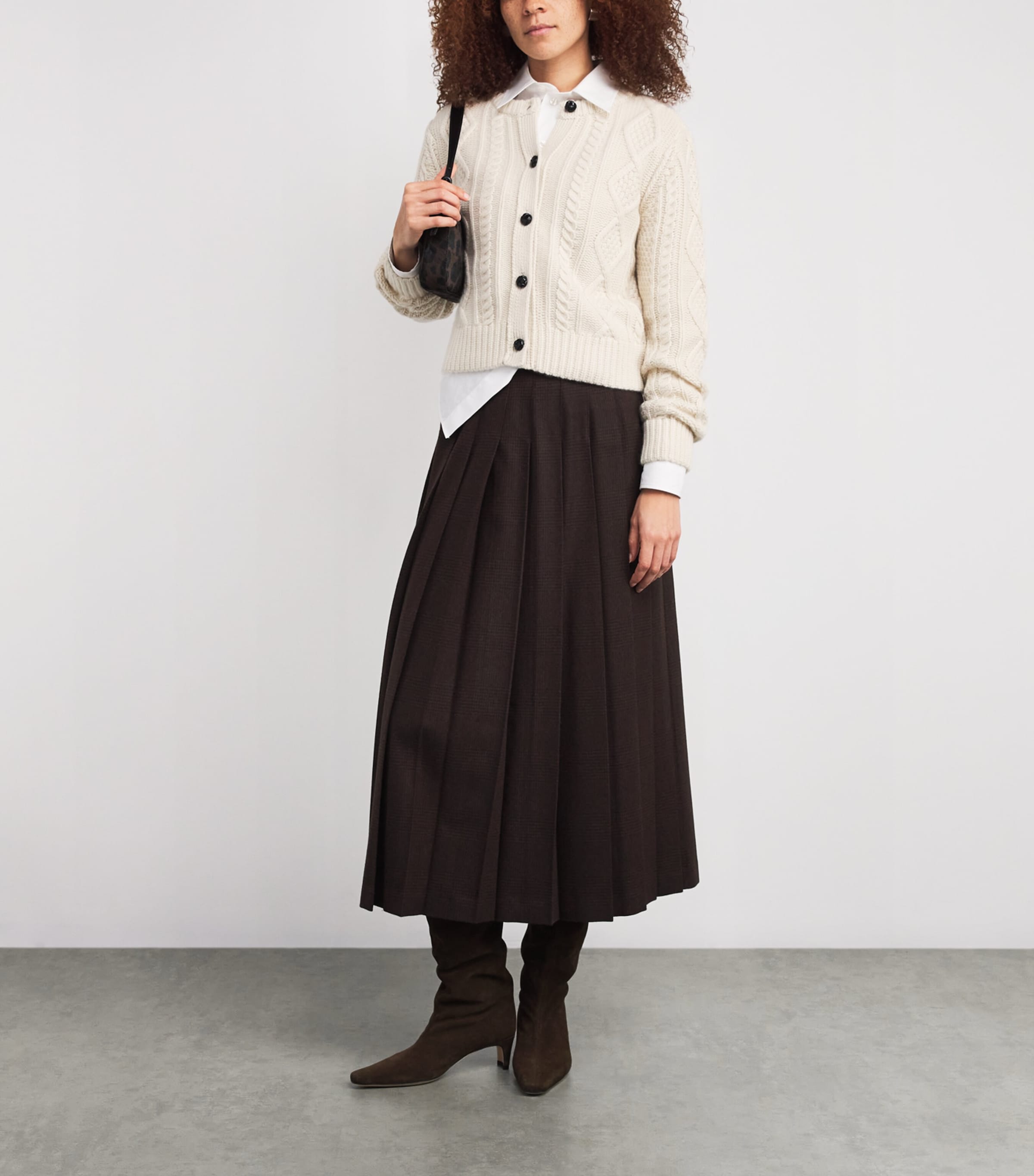 Cashmere The Cable Knit Cardigan CREAM Image 2