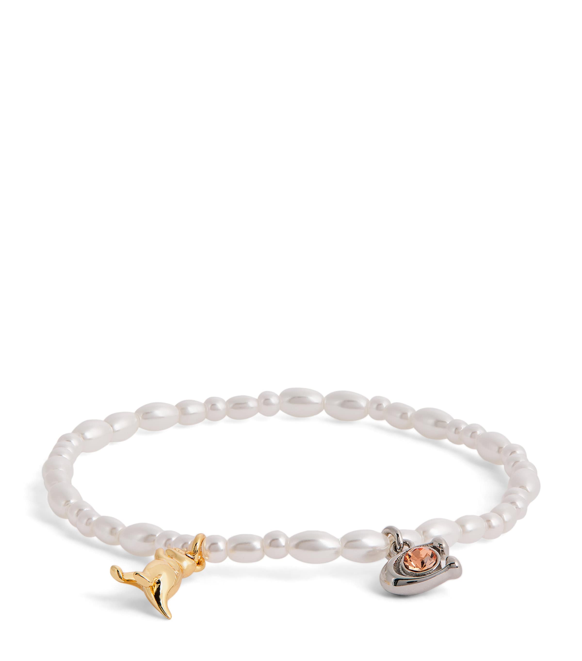 Coach Glass Pearl Rexy Bracelet In Gold