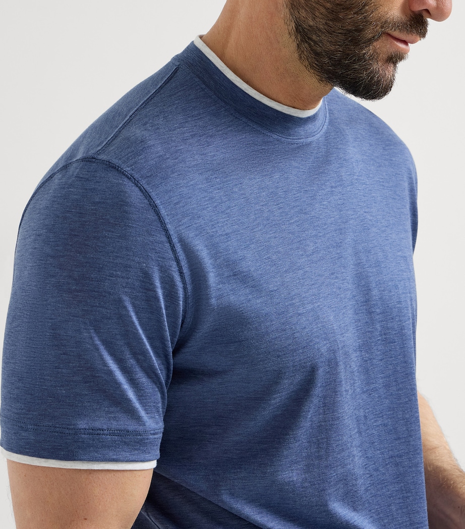 Brunello Cucinelli Mens Silk-Cotton Layered T-Shirt Image 6