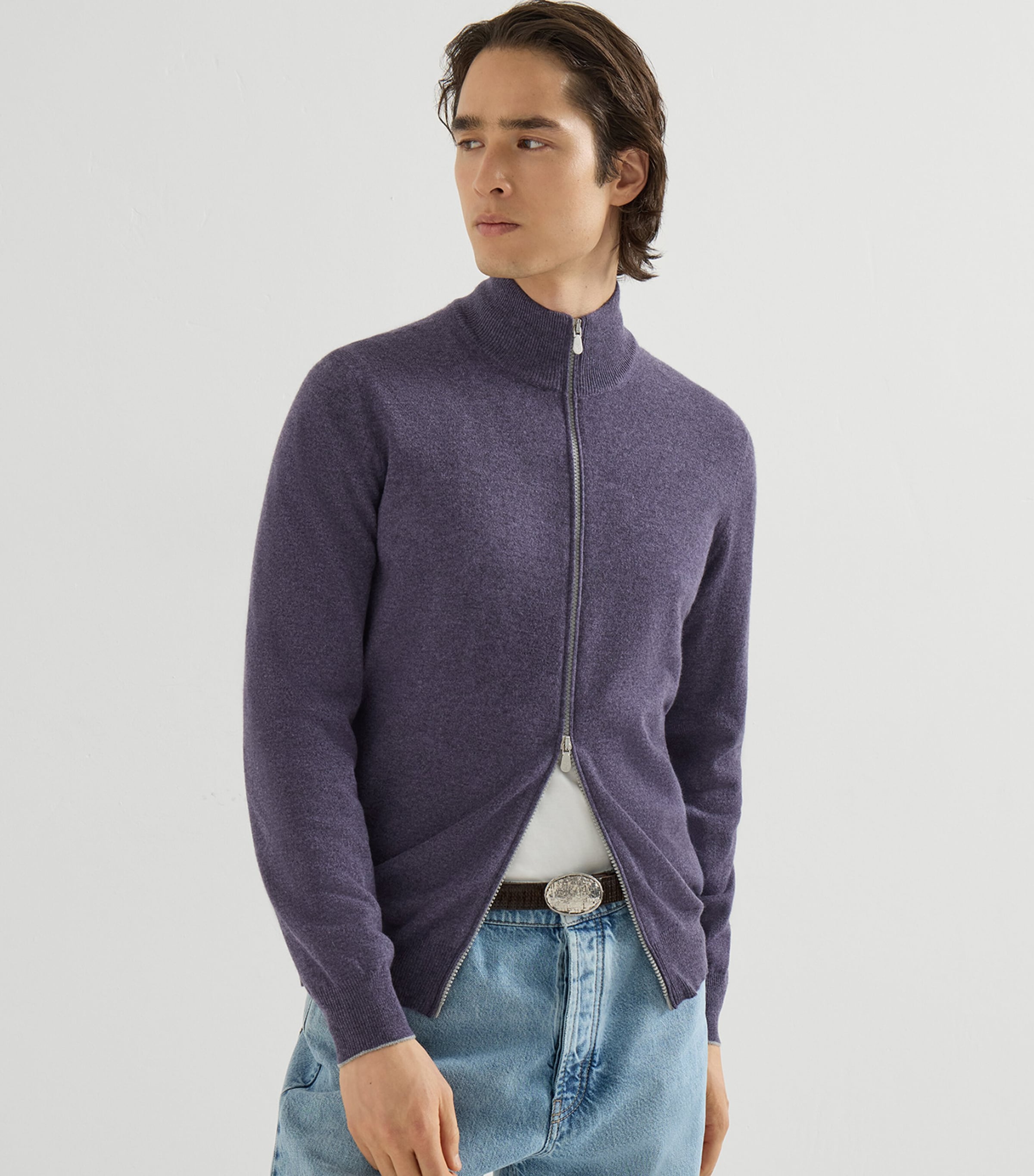 Brunello Cucinelli Mens Cashmere High-Neck Cardigan Image 4