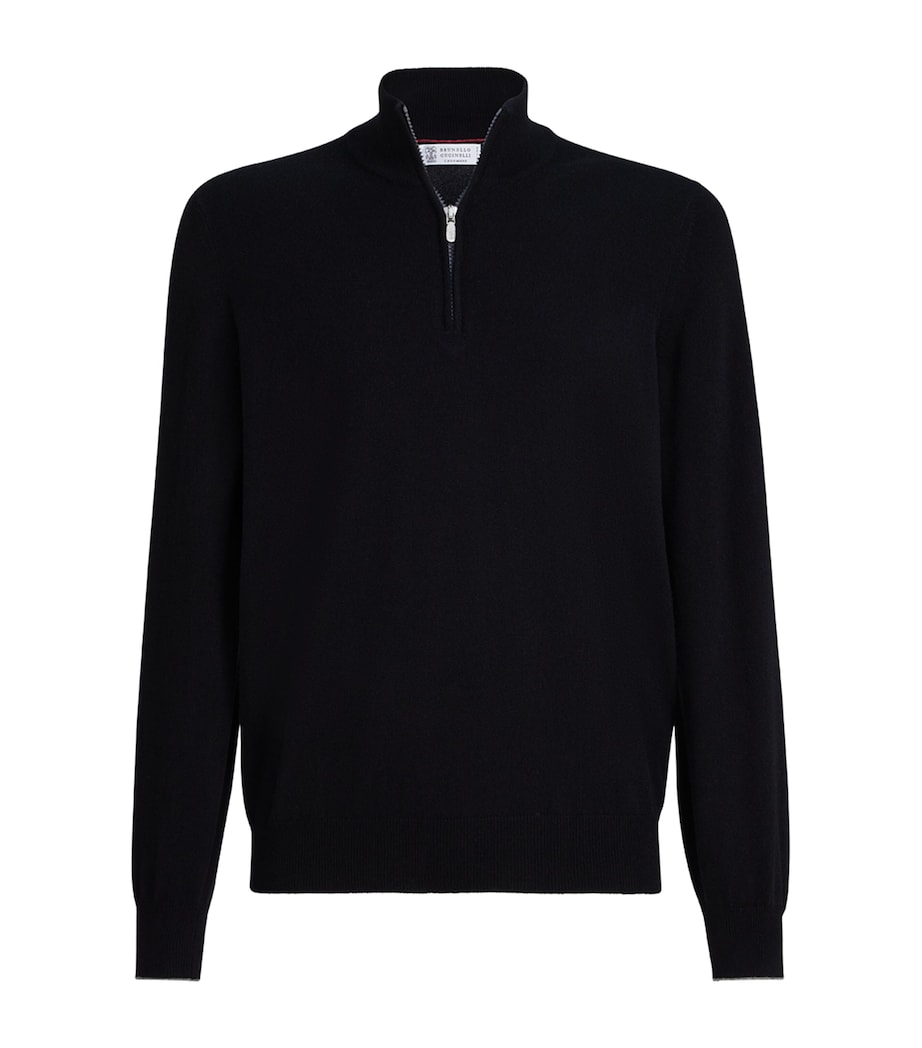 Brunello Cucinelli Mens Cashmere Quarter-Zip Sweater Image 1