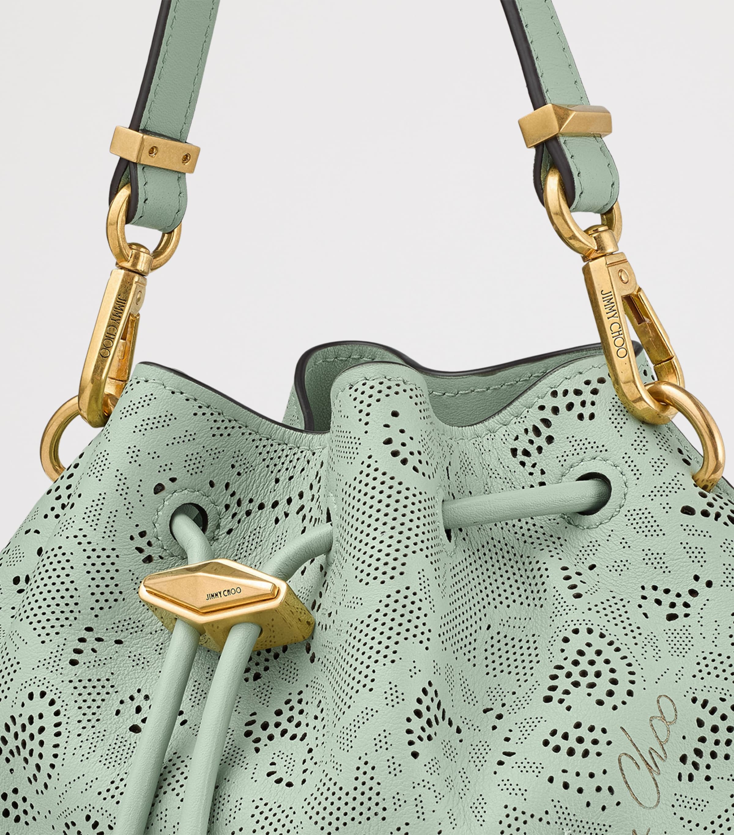 Cinch Small Leather Shoulder Bag VERDE/GOLD Image 5