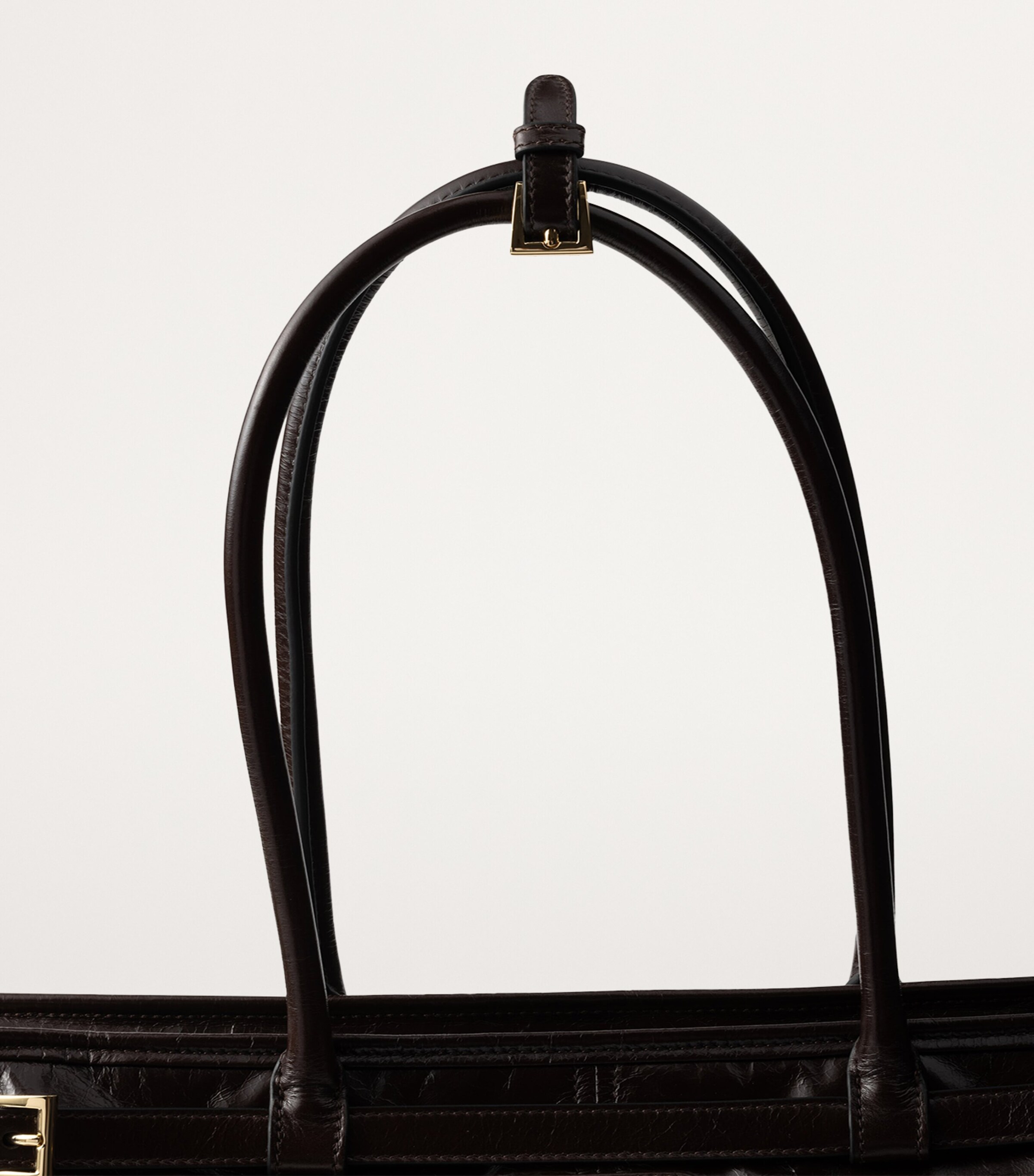 Prada Large Leather Buckled Tote Bag Image 5
