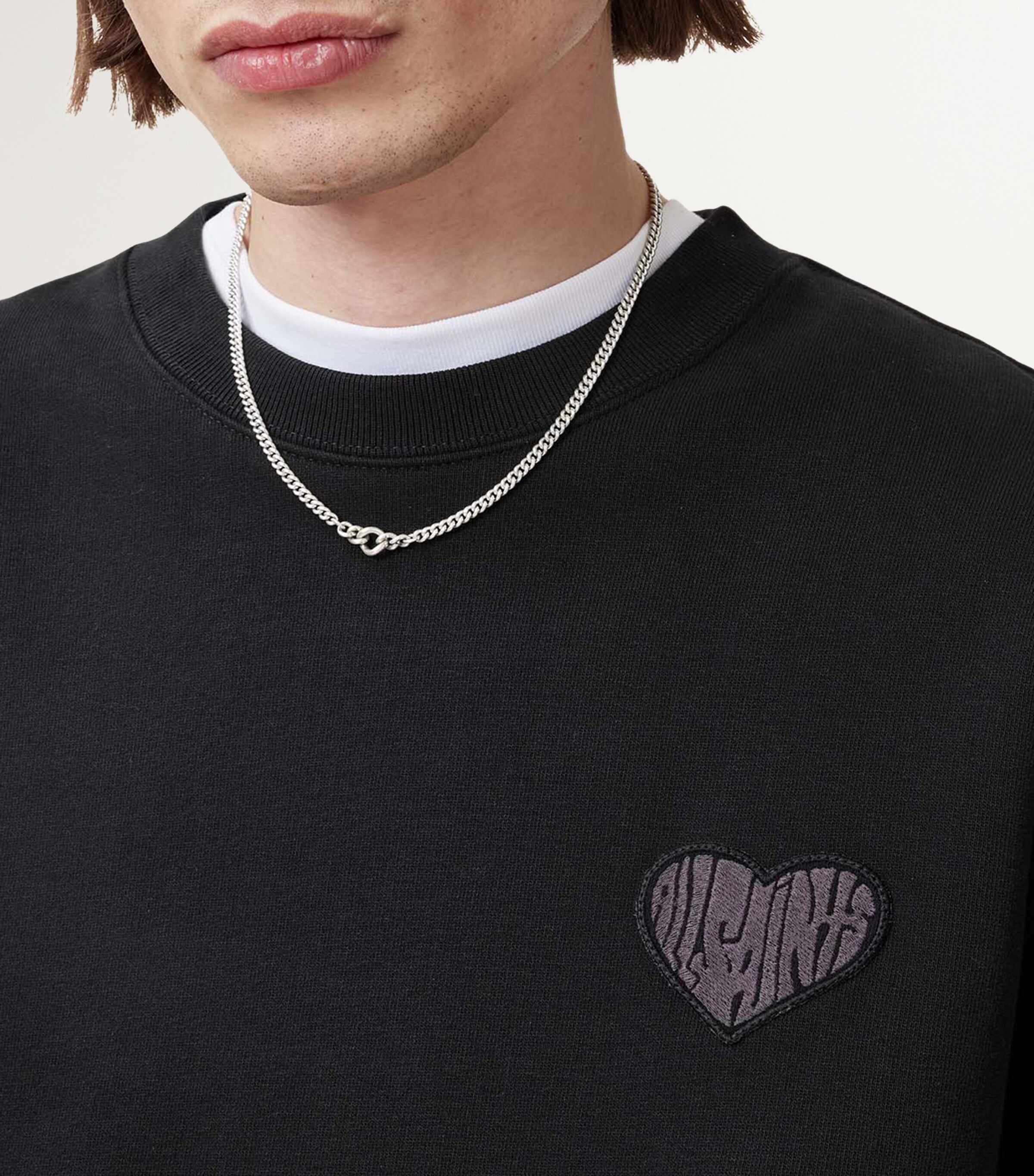 AllSaints Mens Organic Cotton Lover Sweatshirt Washed Black Image 6