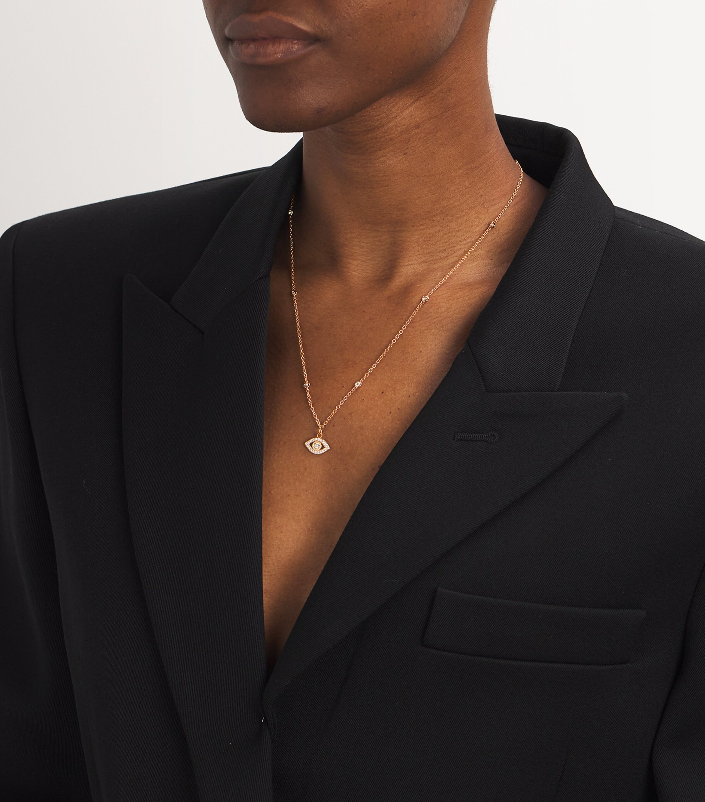 Netali Nissim Rose Gold and Diamond Charmed Eye Necklace Rose Gold Image 2