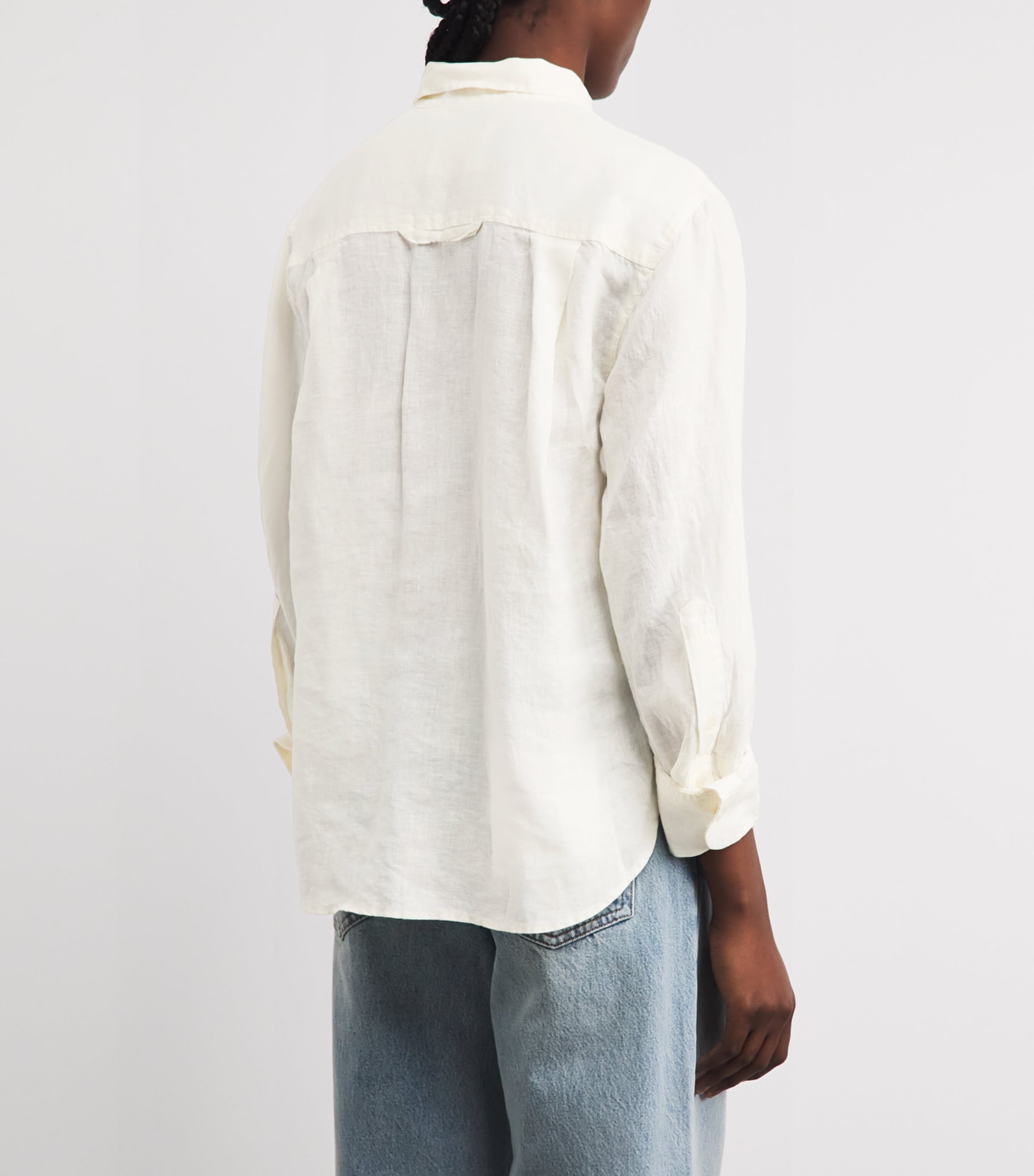 Citizens of Humanity Womens Linen Shrunken Kayla Shirt Vanilla Cream Image 5