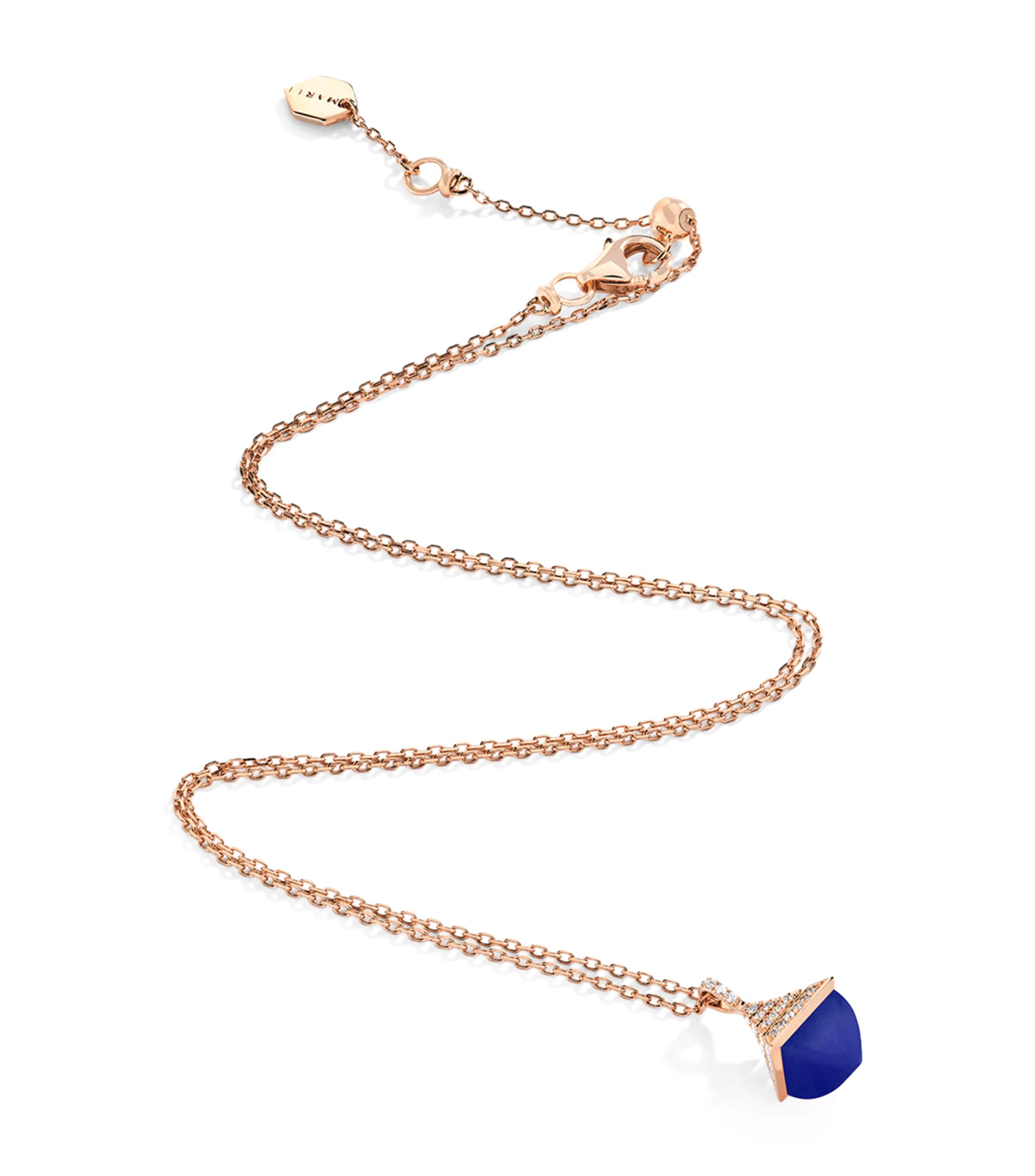 MARLI New York Mini Rose Gold, Diamond and Lapis Lazuli Cleo Rev Pendant Necklace Rose Gold Image 1