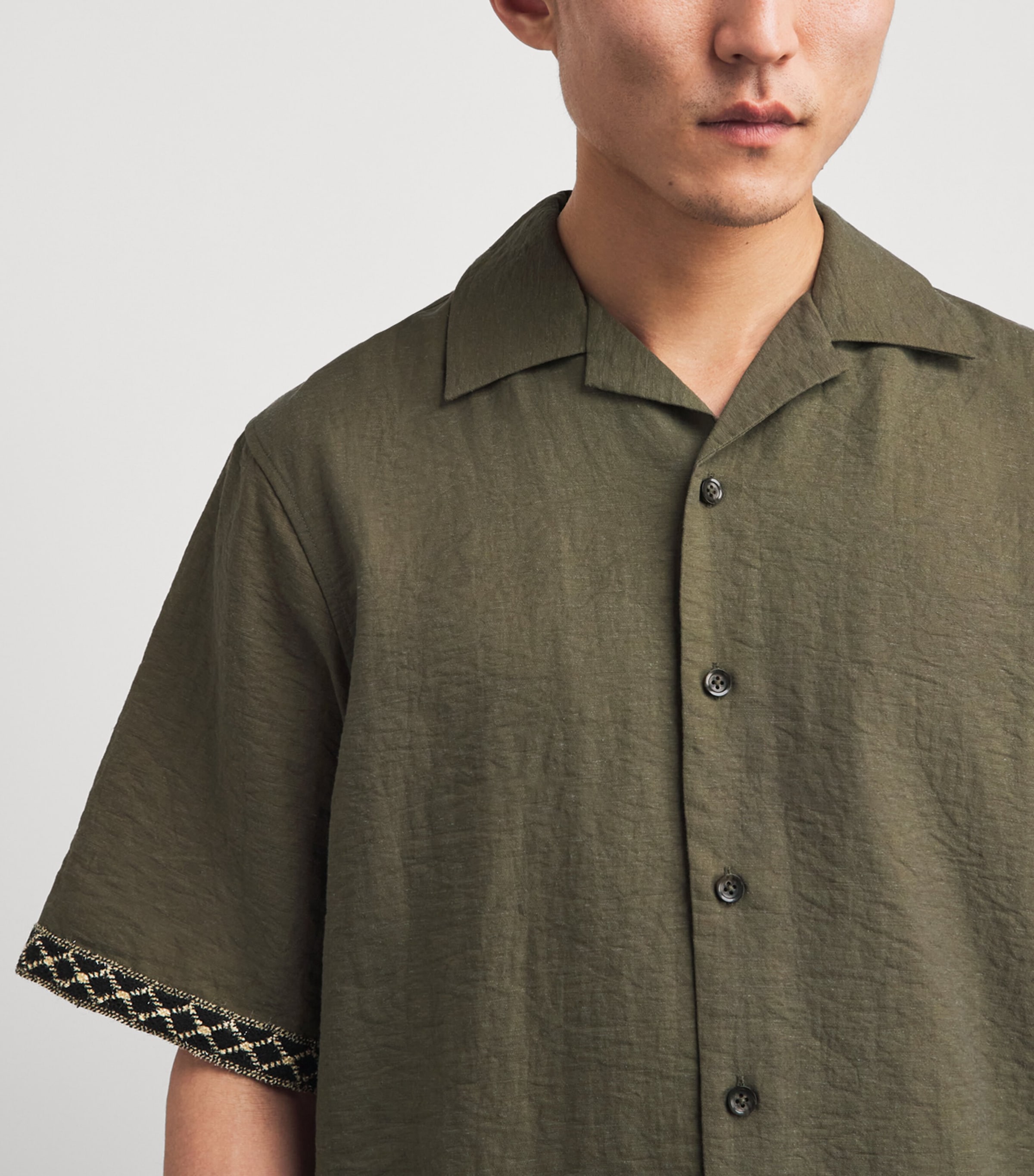COMMAS Mens Embroidered Resort Shirt Dark Taupe Image 3