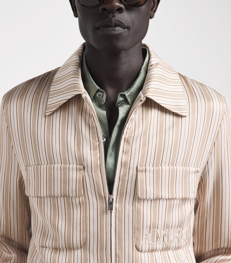 AMIRI Mens Stripe Logo Jacket Alabaster Image 3