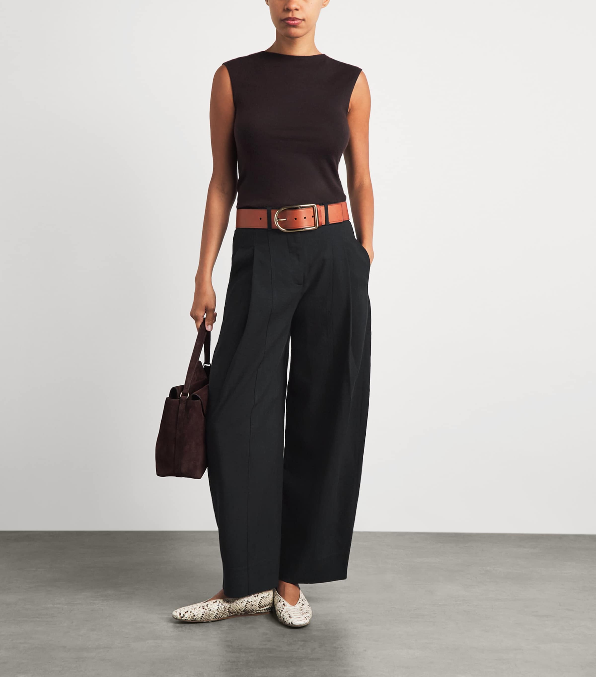 ME+EM Womens Pleated Barrel Trousers Black Image 2