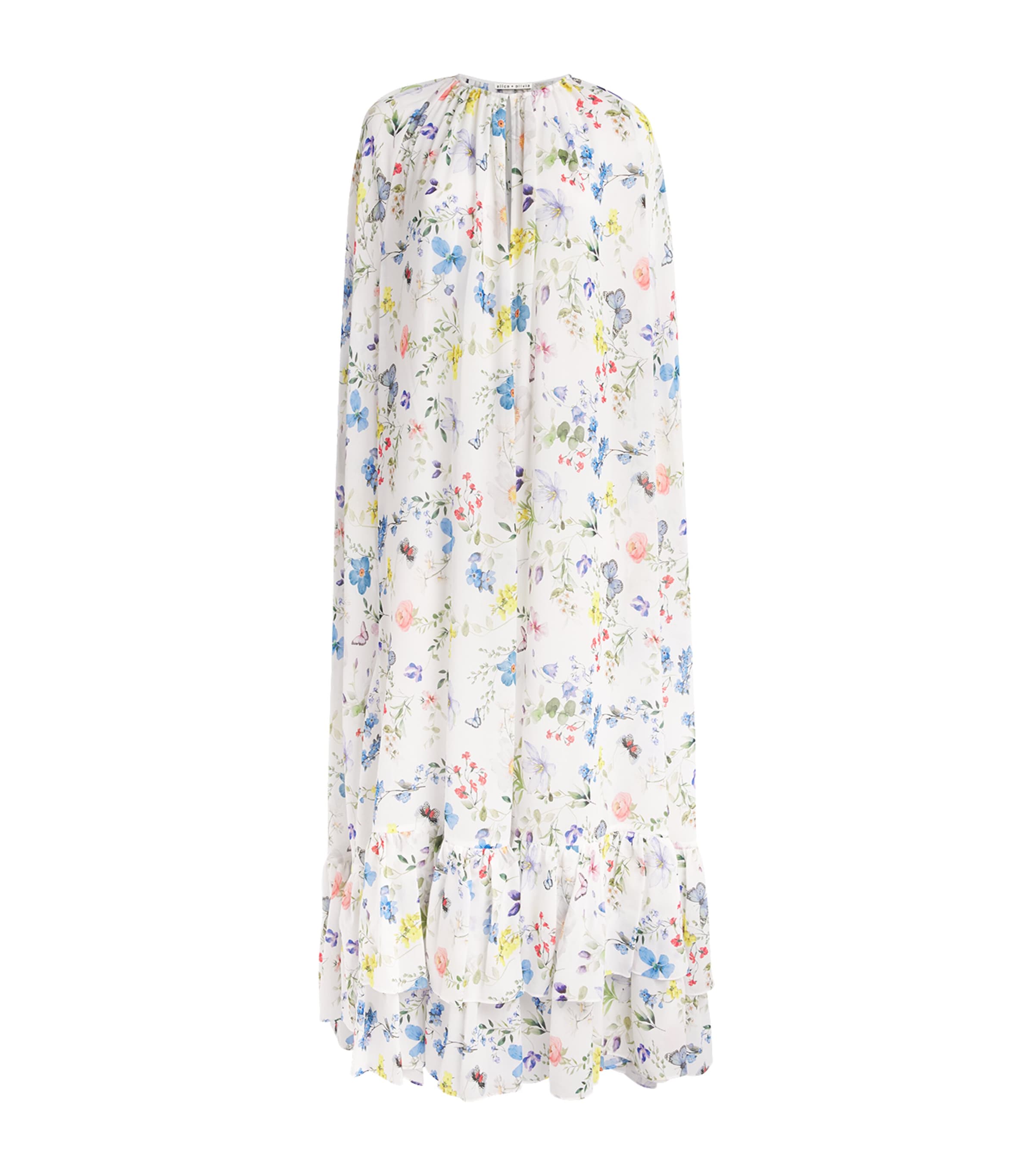 Alice+Olivia Womens Georgette Roya Maxi Cape Twstng Vines Off Wht Image 1