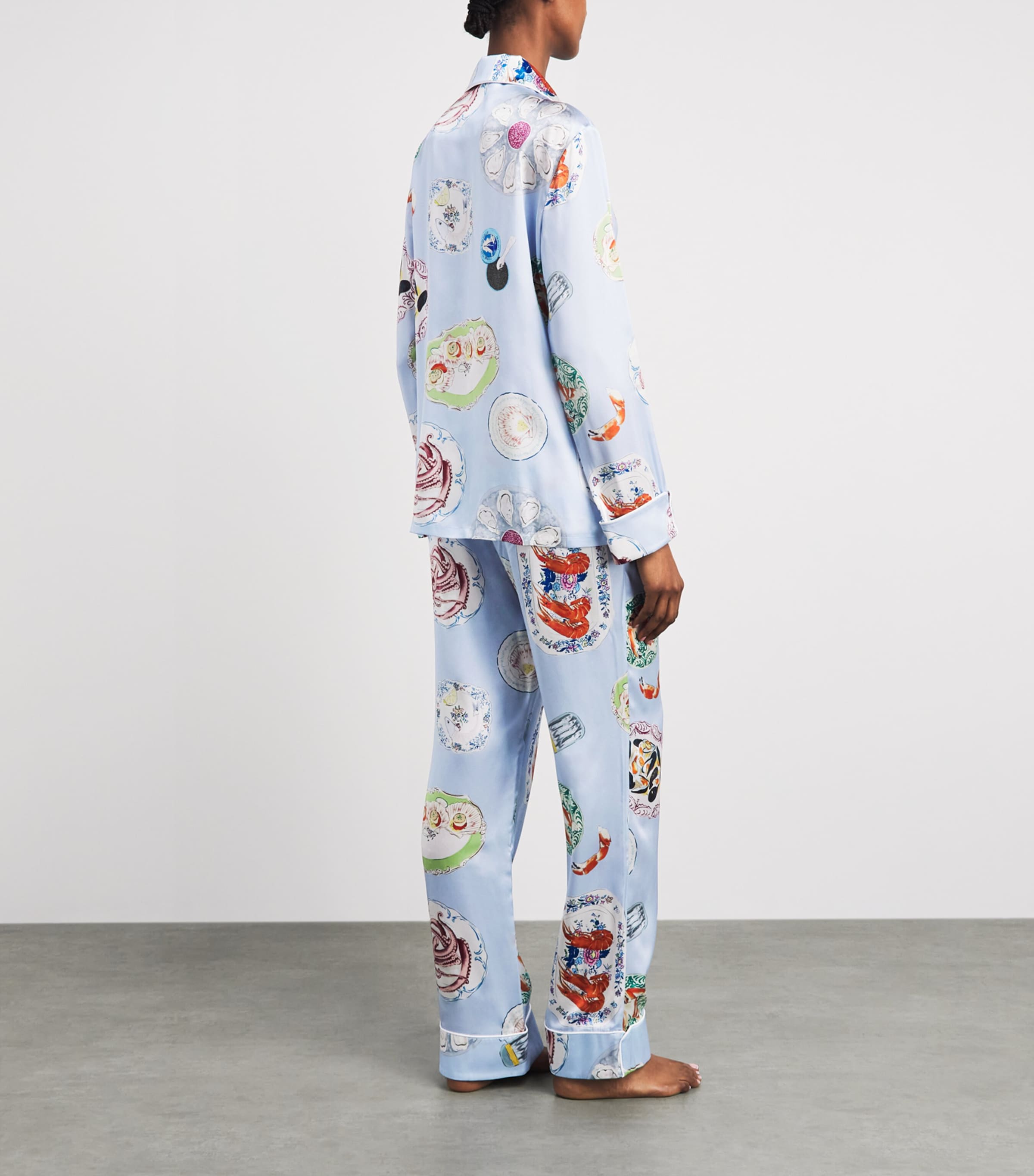 Olivia von Halle Womens Silk Seafood Lila Pyjama Set Cadiz Image 4