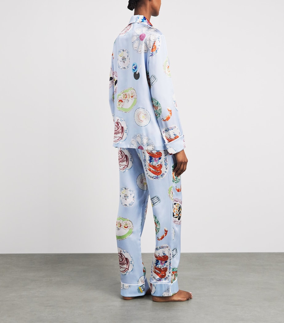 Olivia von Halle Womens Silk Seafood Lila Pyjama Set Cadiz Image 4