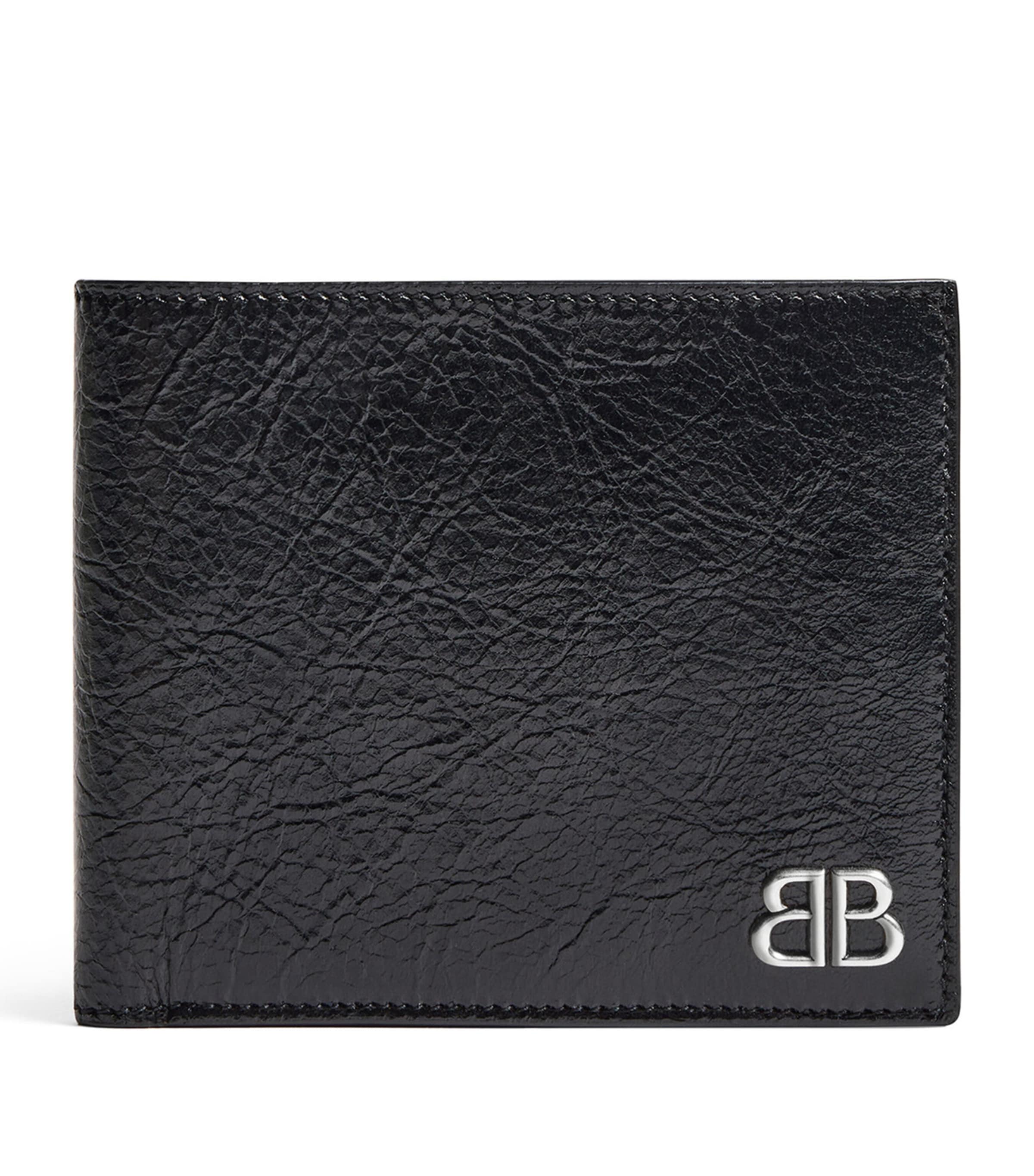 Balenciaga Leather Monaco Bifold Wallet In Black
