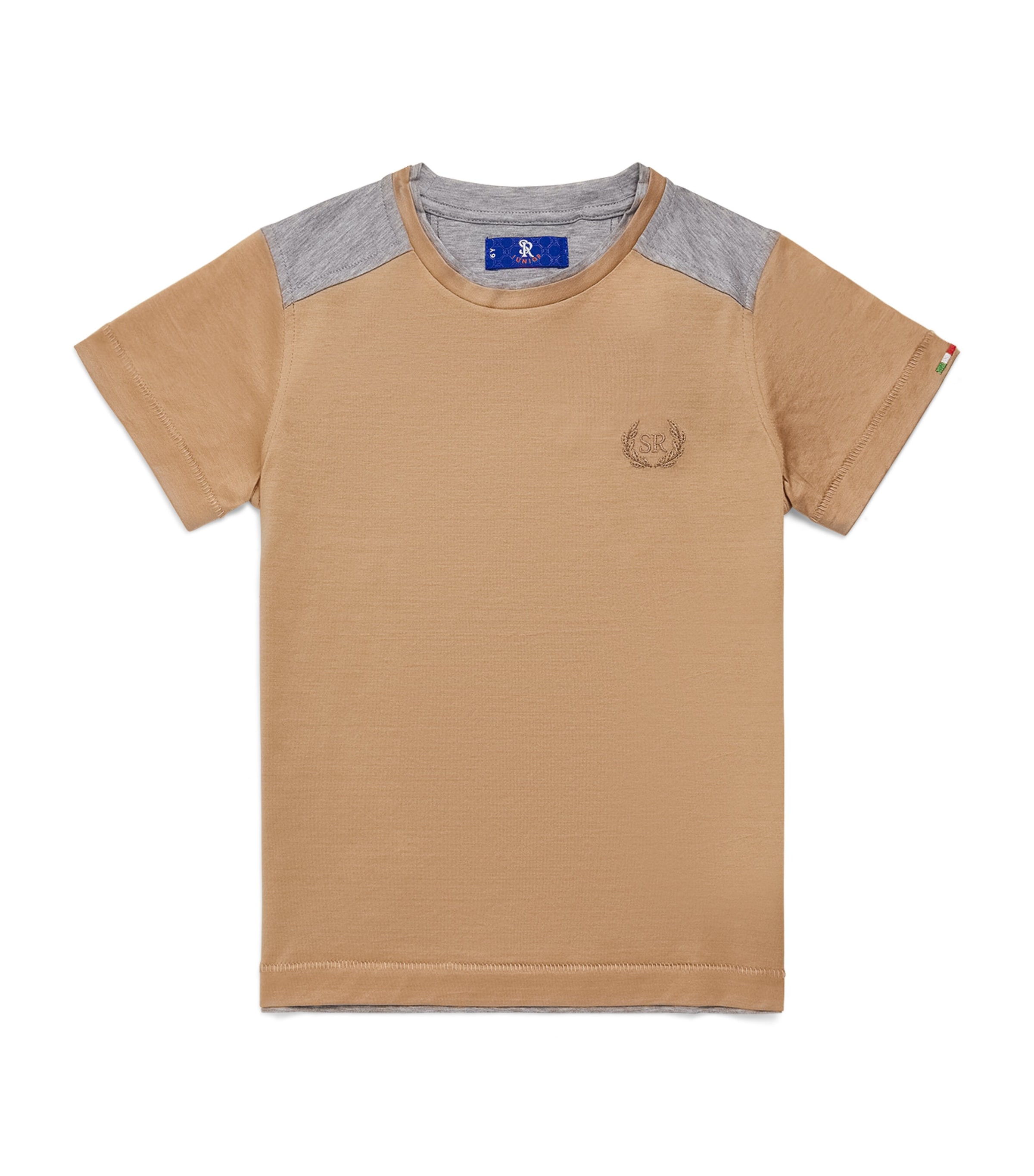 Stefano Ricci Kids Embroidered Crest T-Shirt (4-16 Years) Bggc Beige + Grey Image 1