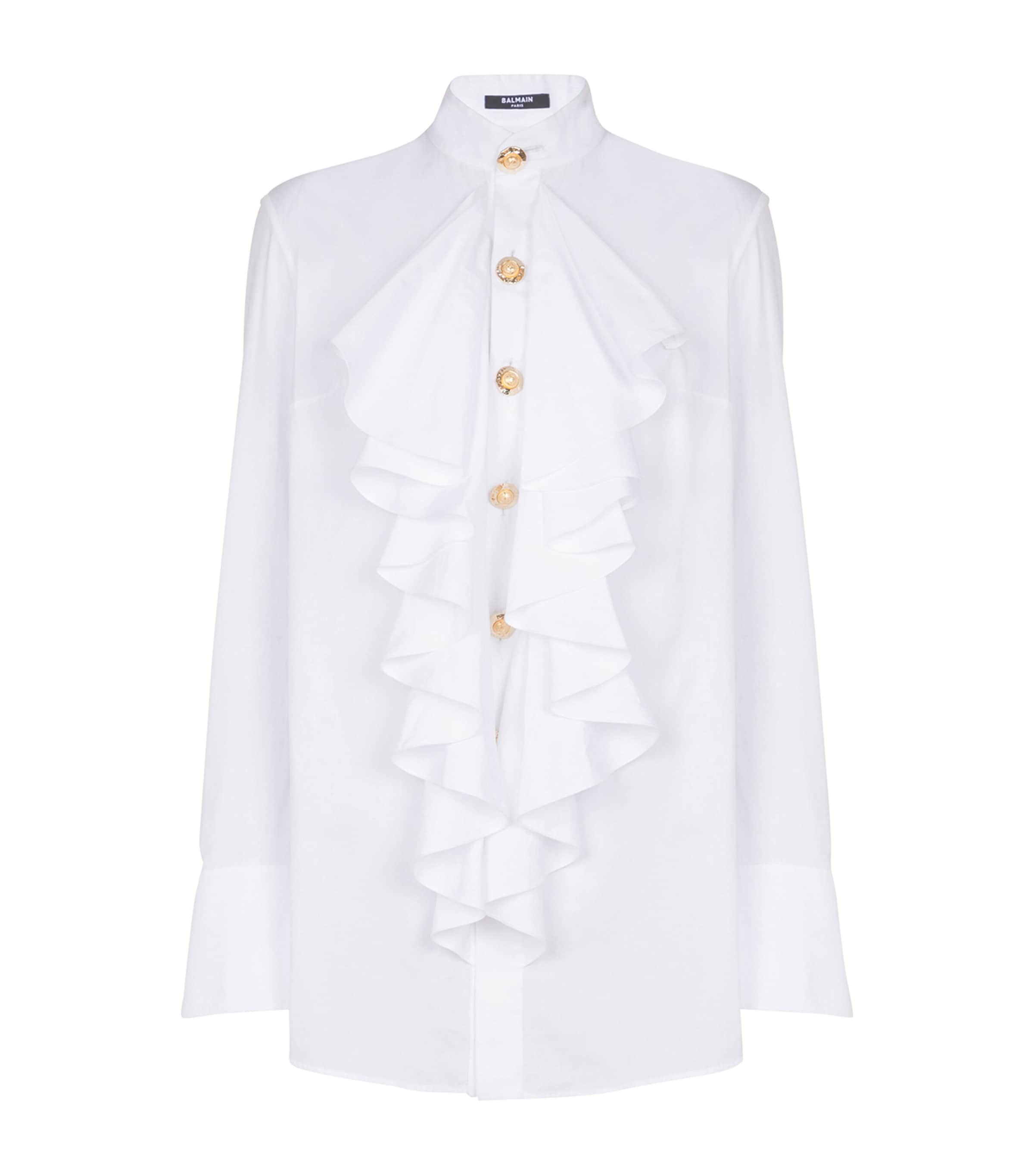Balmain Cotton Poplin Ruffled Shirt