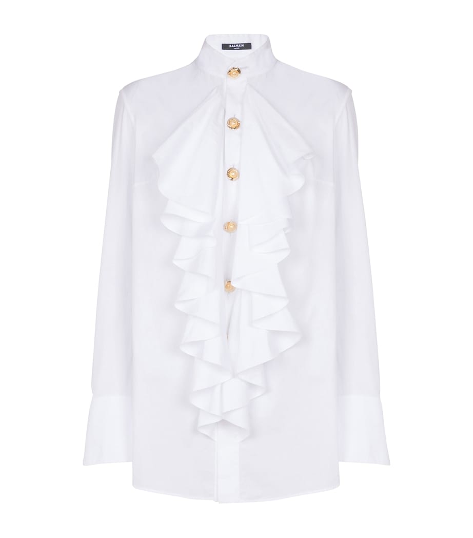 Cotton Poplin Ruffled Shirt 0FA BLANC Image 1