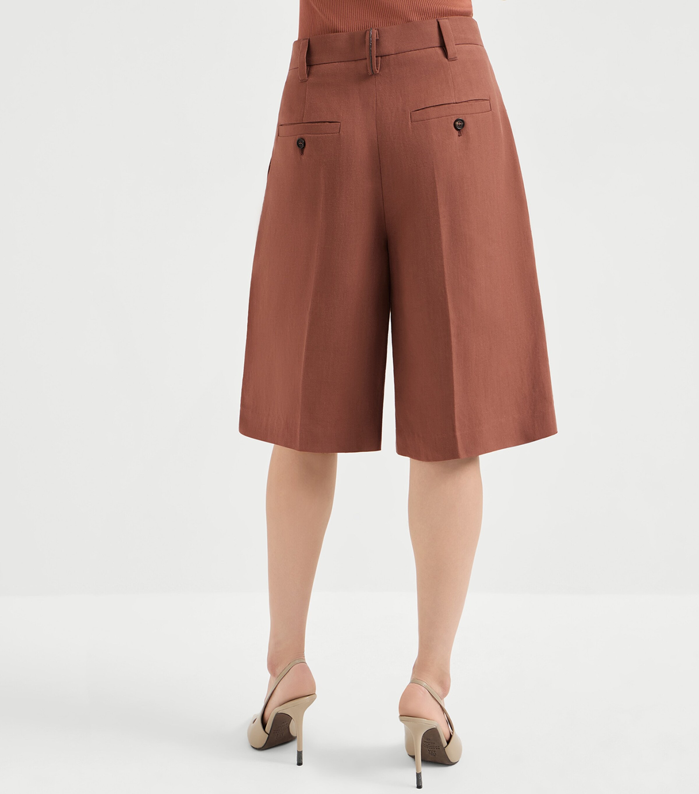 Brunello Cucinelli Womens Twill Pleated Shorts Image 5