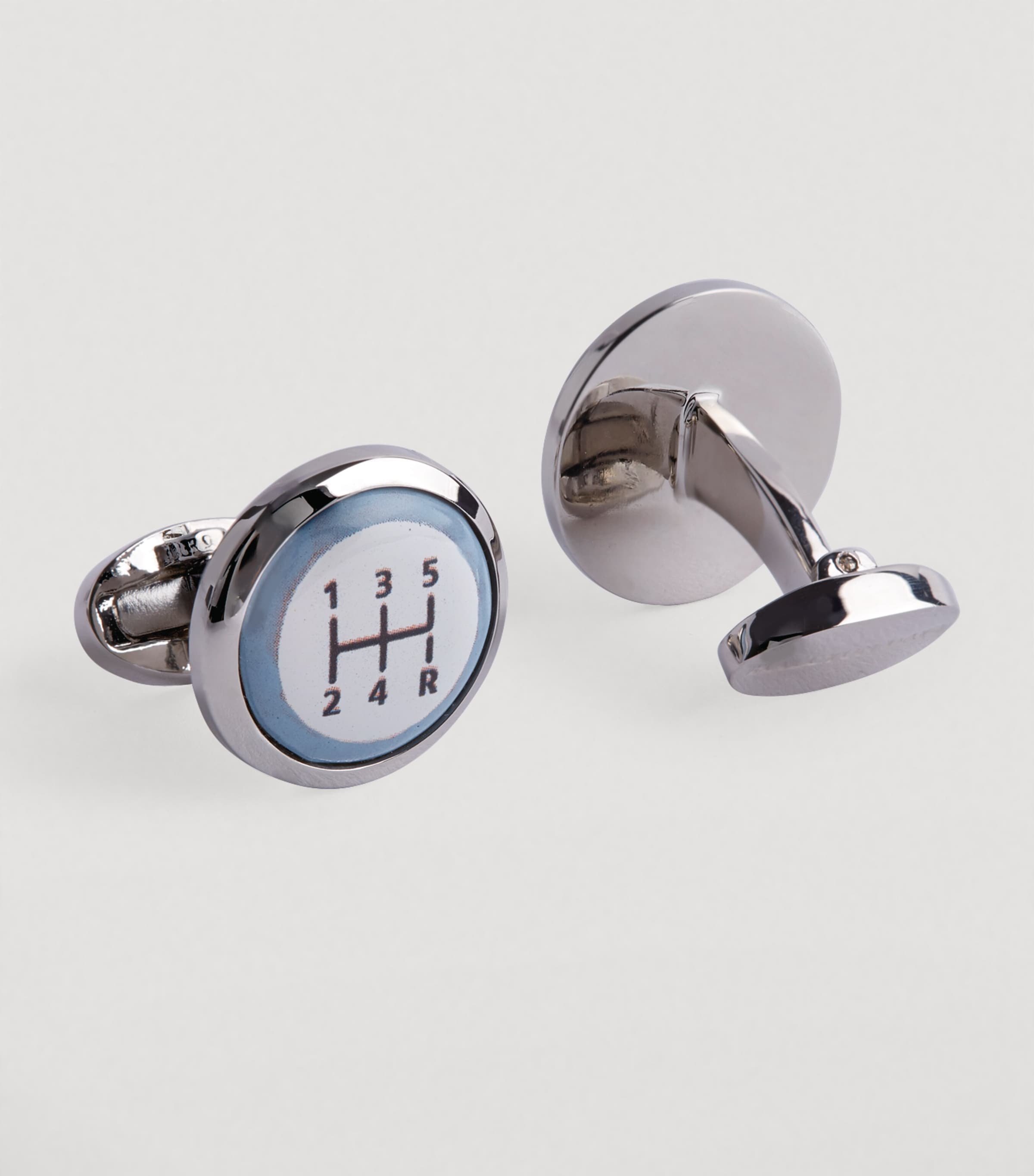 Halcyon Days Enamel Gear-Stick Cufflinks Silver Image 3
