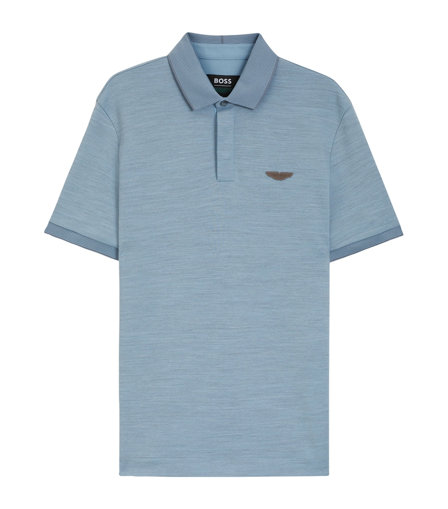 BOSS Mens x Aston Martin Cotton-Wool Polo Shirt Image 1