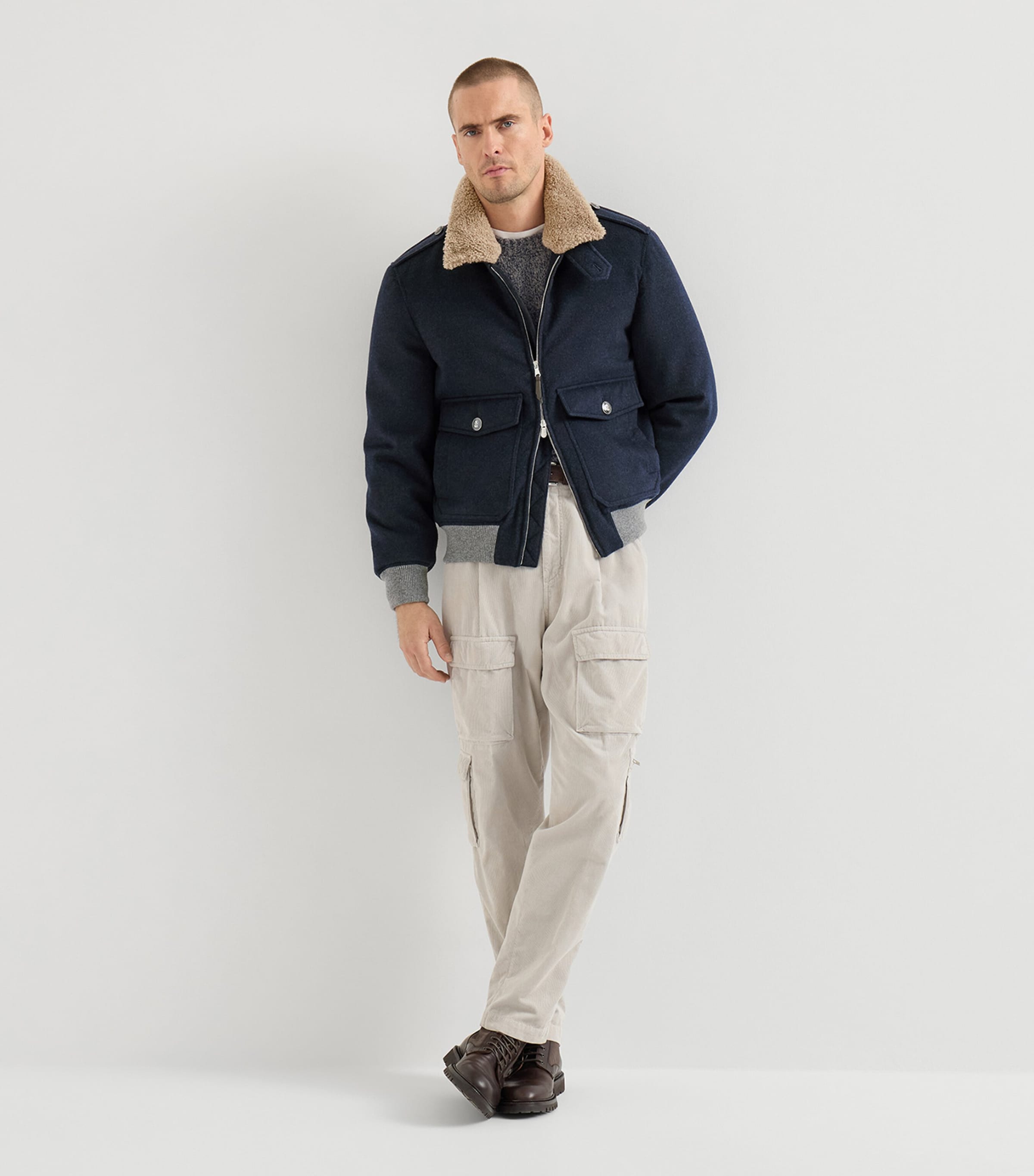 Brunello Cucinelli Mens Cashmere Bomber Jacket Image 5