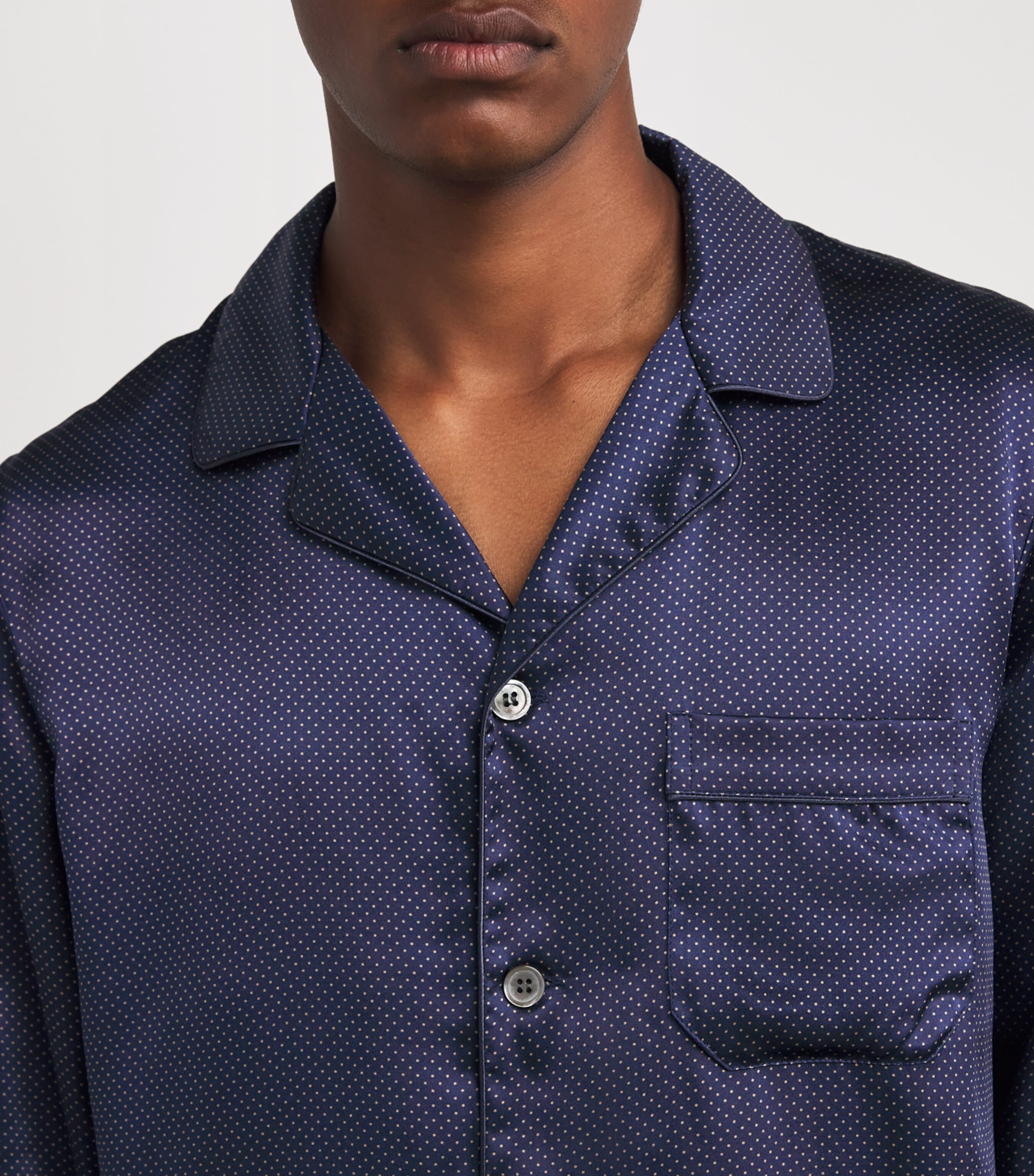 Silk Micro-Dot Pyjama Set NAVY Image 4