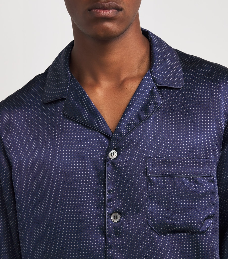 Silk Micro-Dot Pyjama Set NAVY Image 4