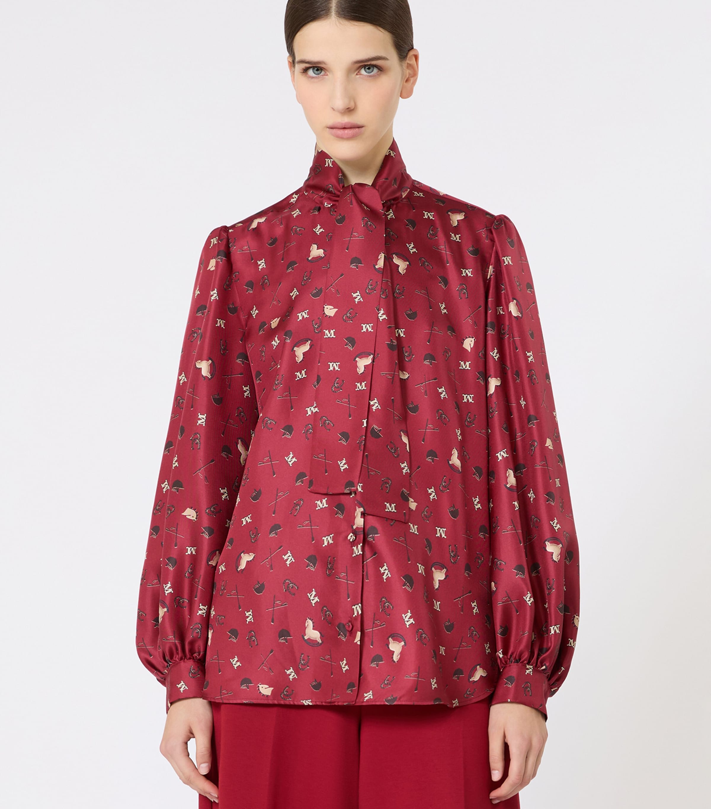 Silk Printed Blouse RED Image 2