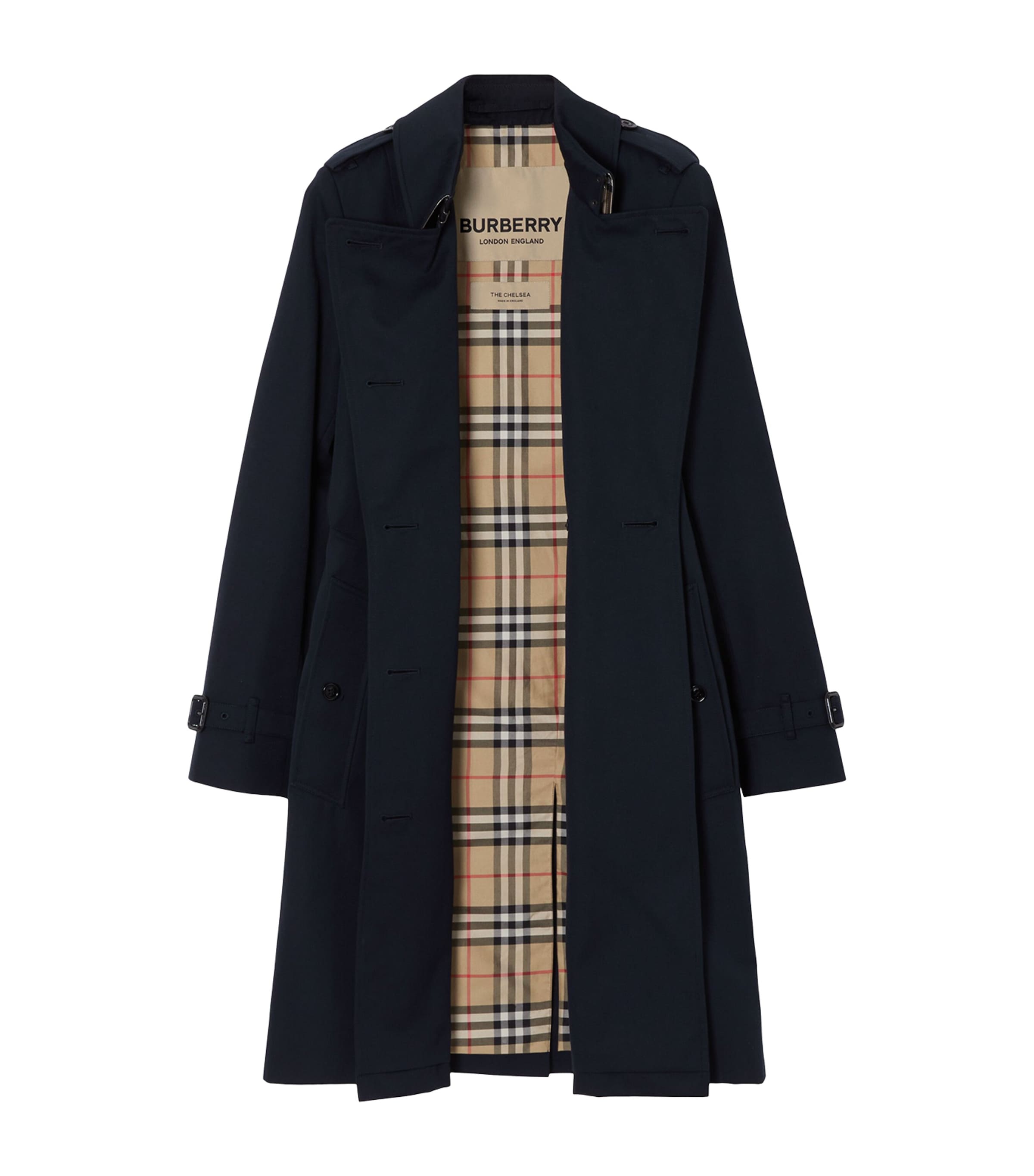 Burberry Navy Gabardine Chelsea Heritage Trench Coat | Harrods UK